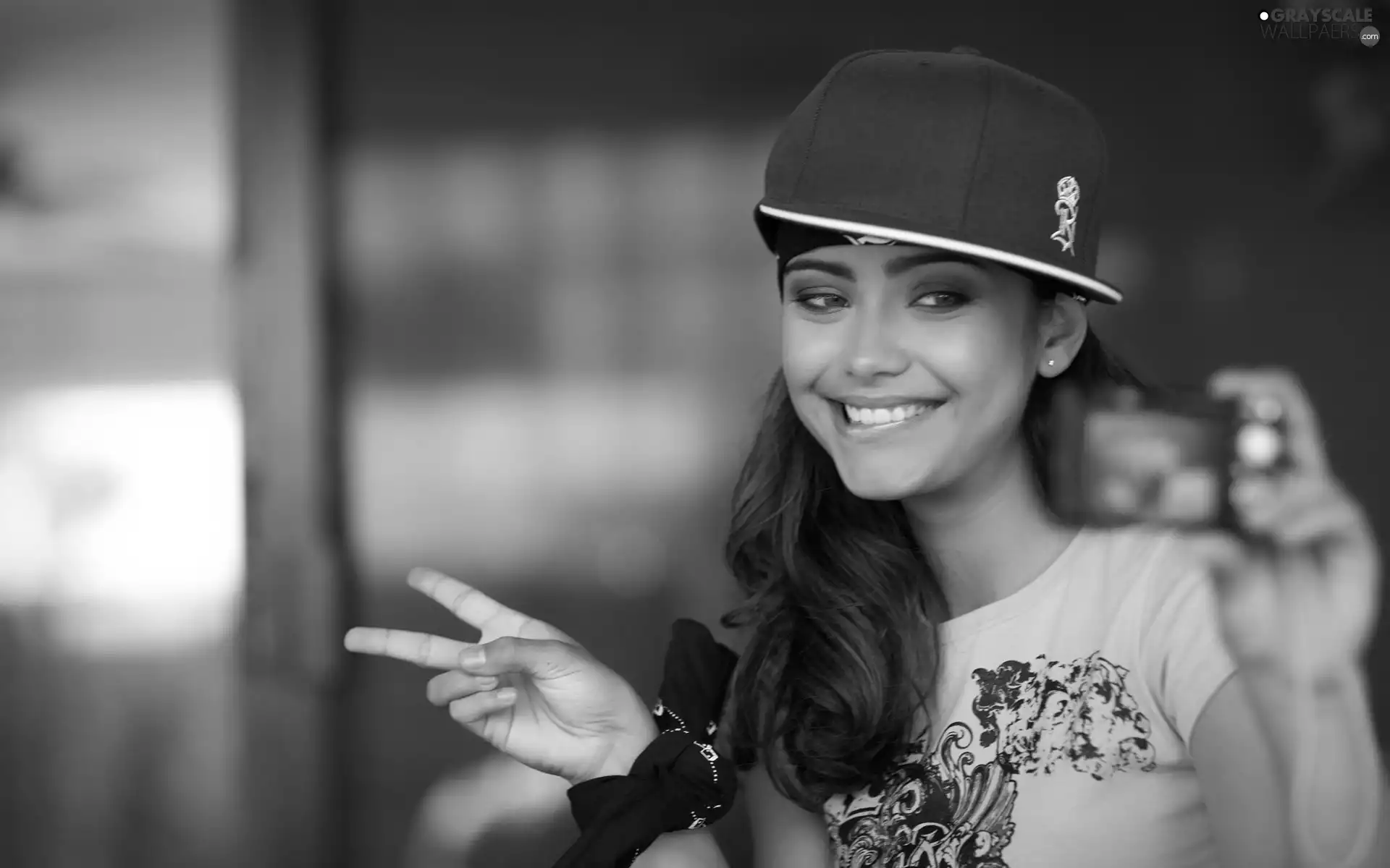 Camera, photographic, The look, Bonnet, Women