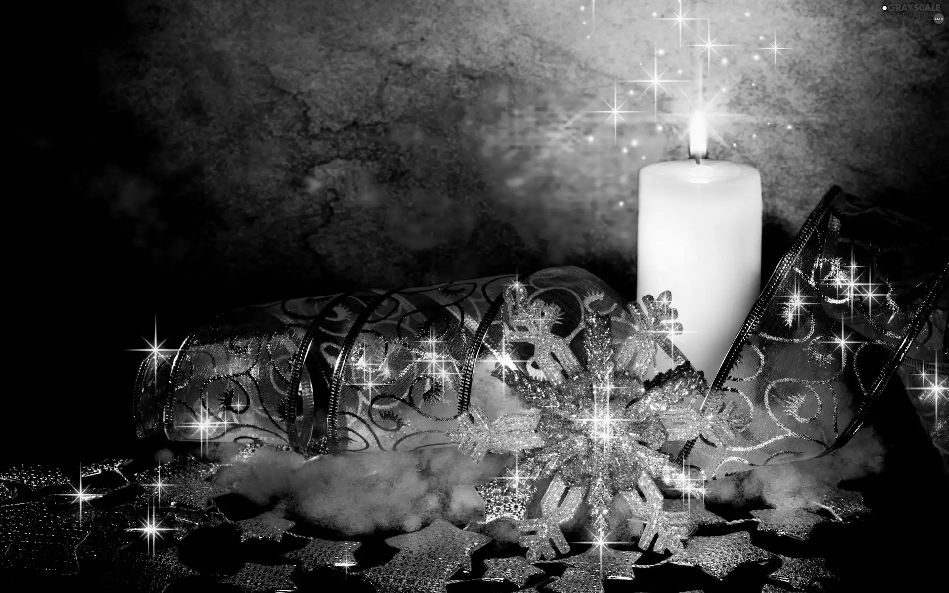Christmas, Stars, Candle, decor
