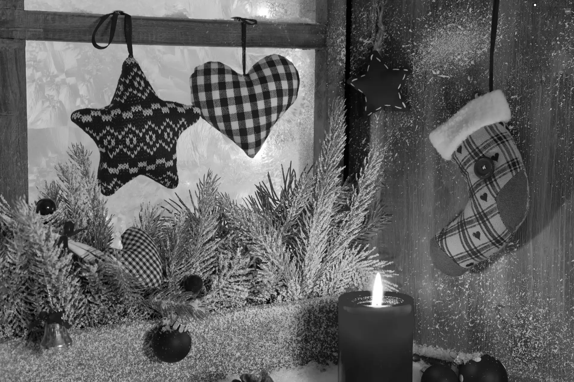 composition, candle, Window, Christmas