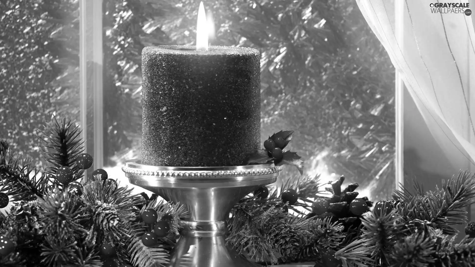 candle, flame, decoration, Christmas, Window