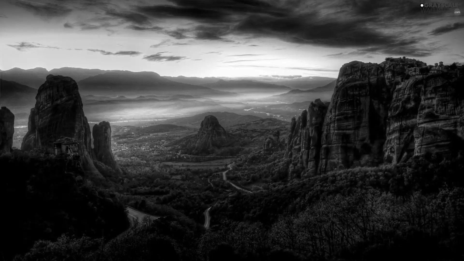 canyon, rocks, forest
