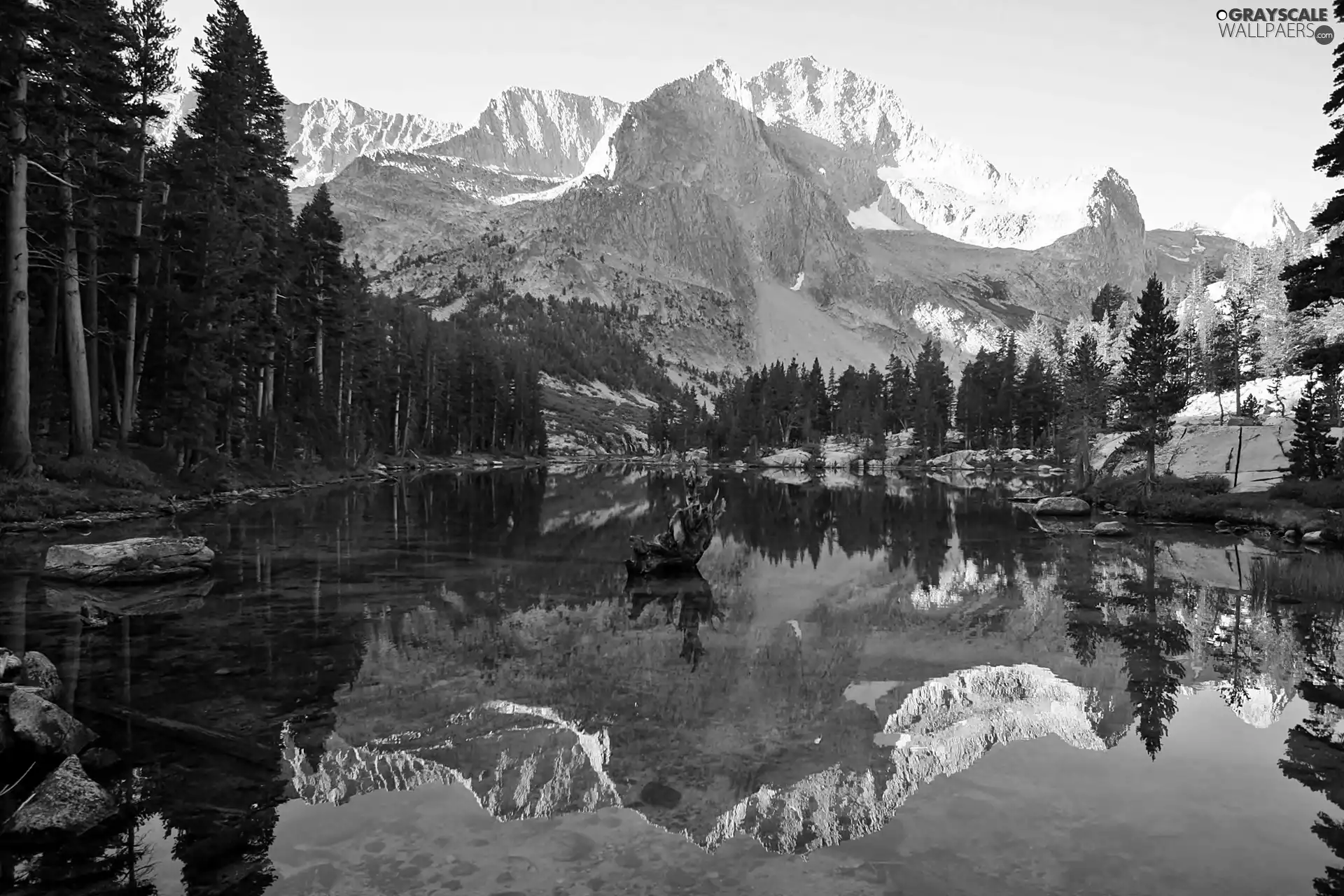 Kings, Canyon, reflection, Mountains, lake, national, Park, forest