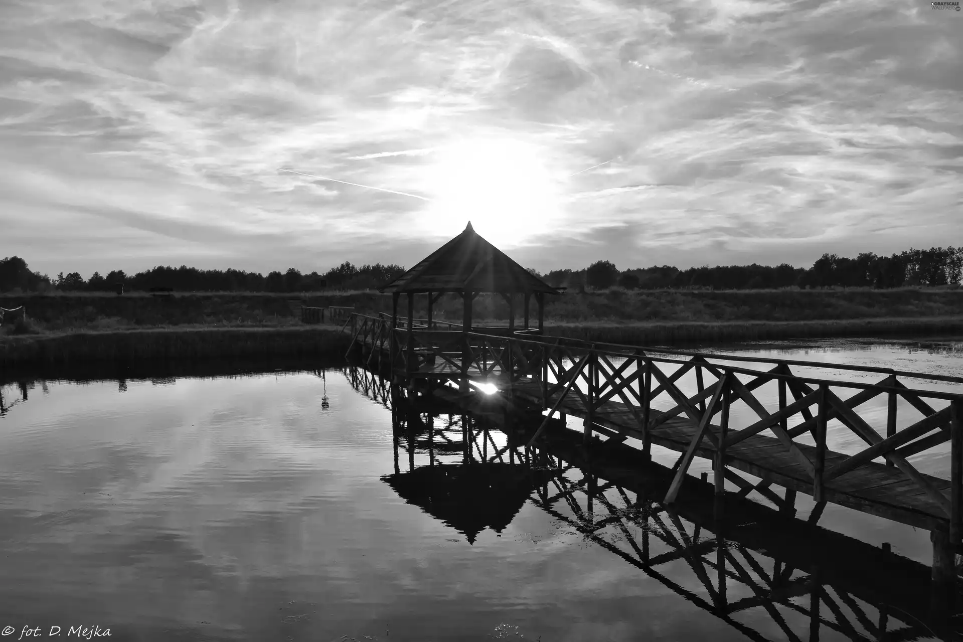 bridges, arbour, Pond - car