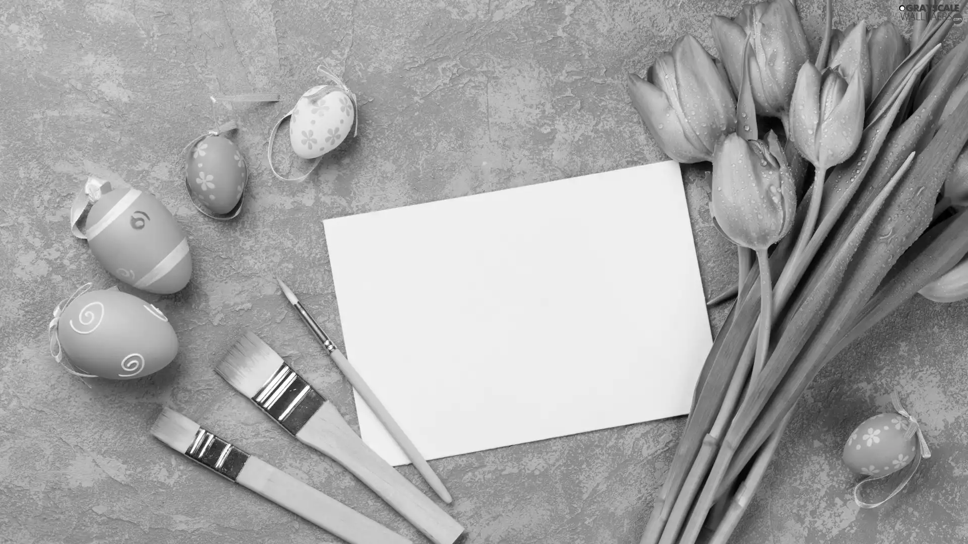 Tulips, Easter, Brushes, card, eggs, Pink
