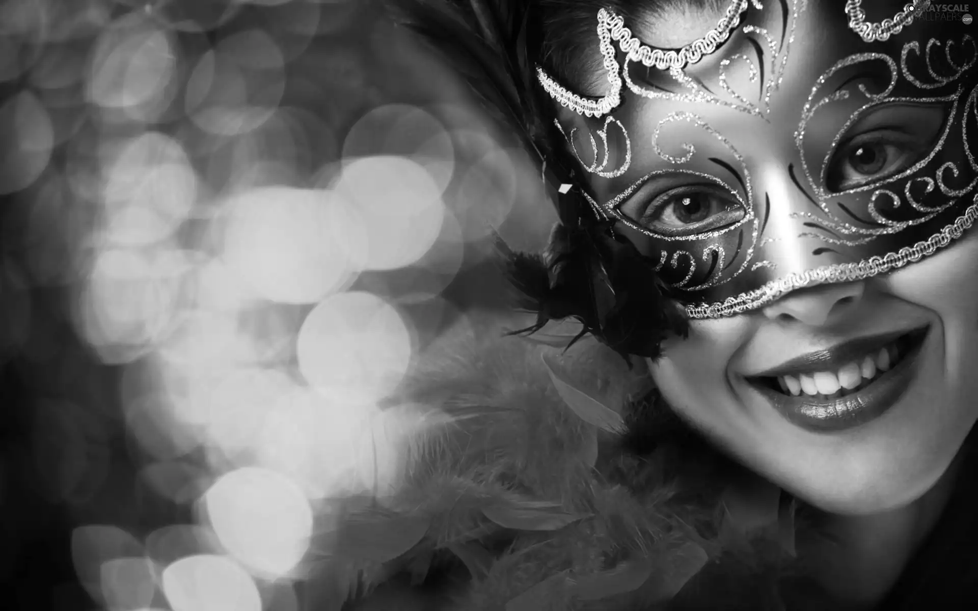 smiling, Mask, carnival, Women