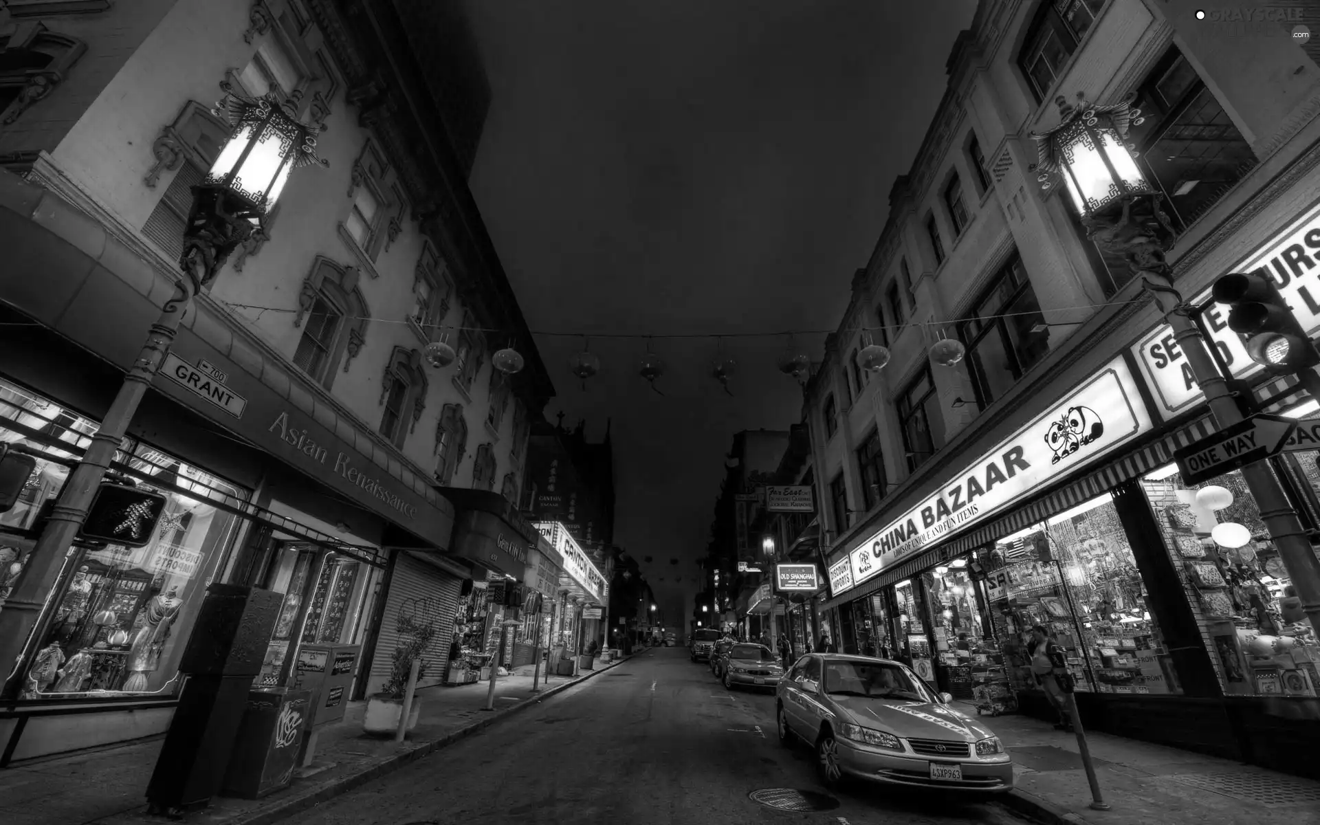 Chinatown, Street, cars, Houses