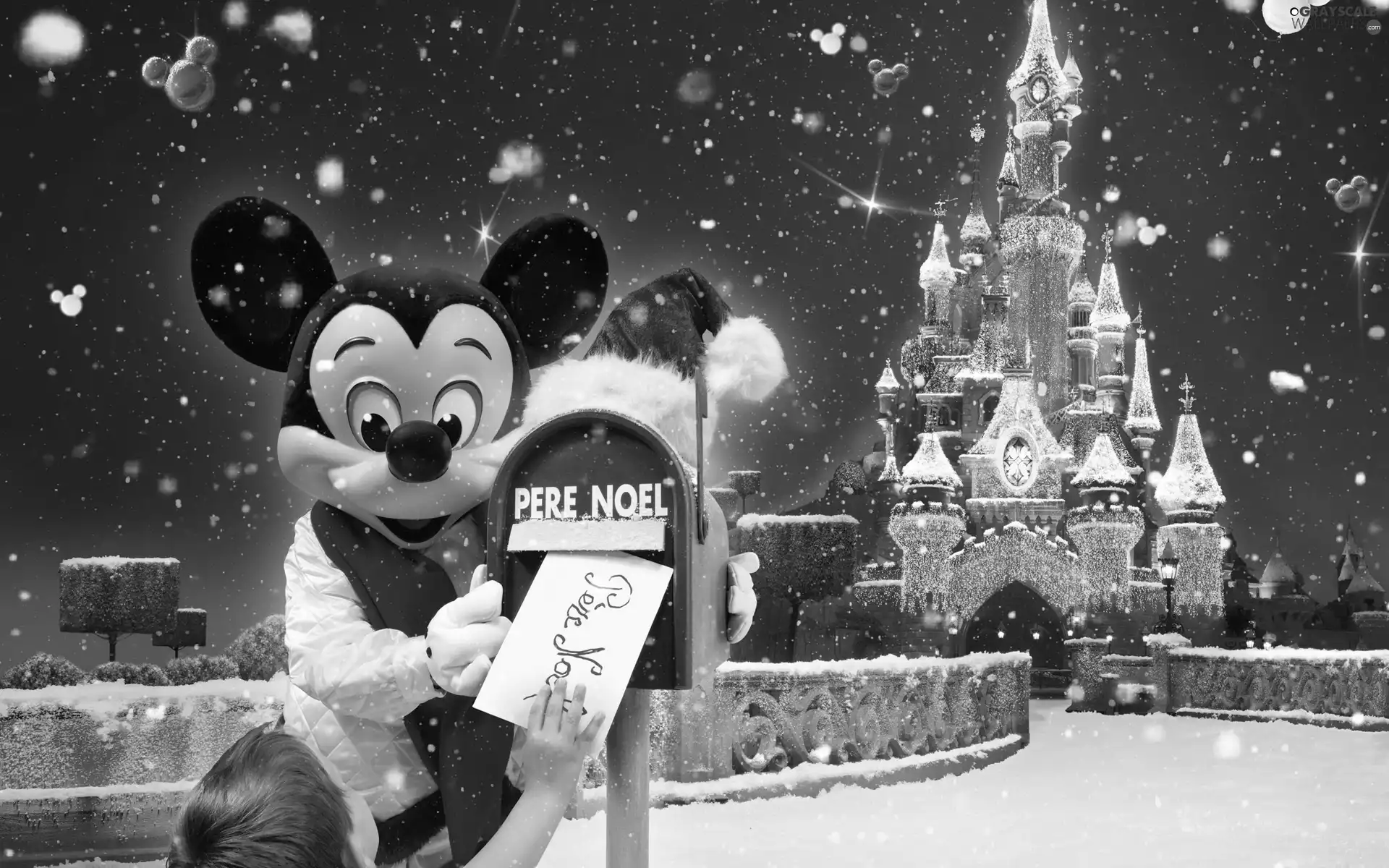 letter, Disneyland, Castle, snow, Santa, Mickey Mouse