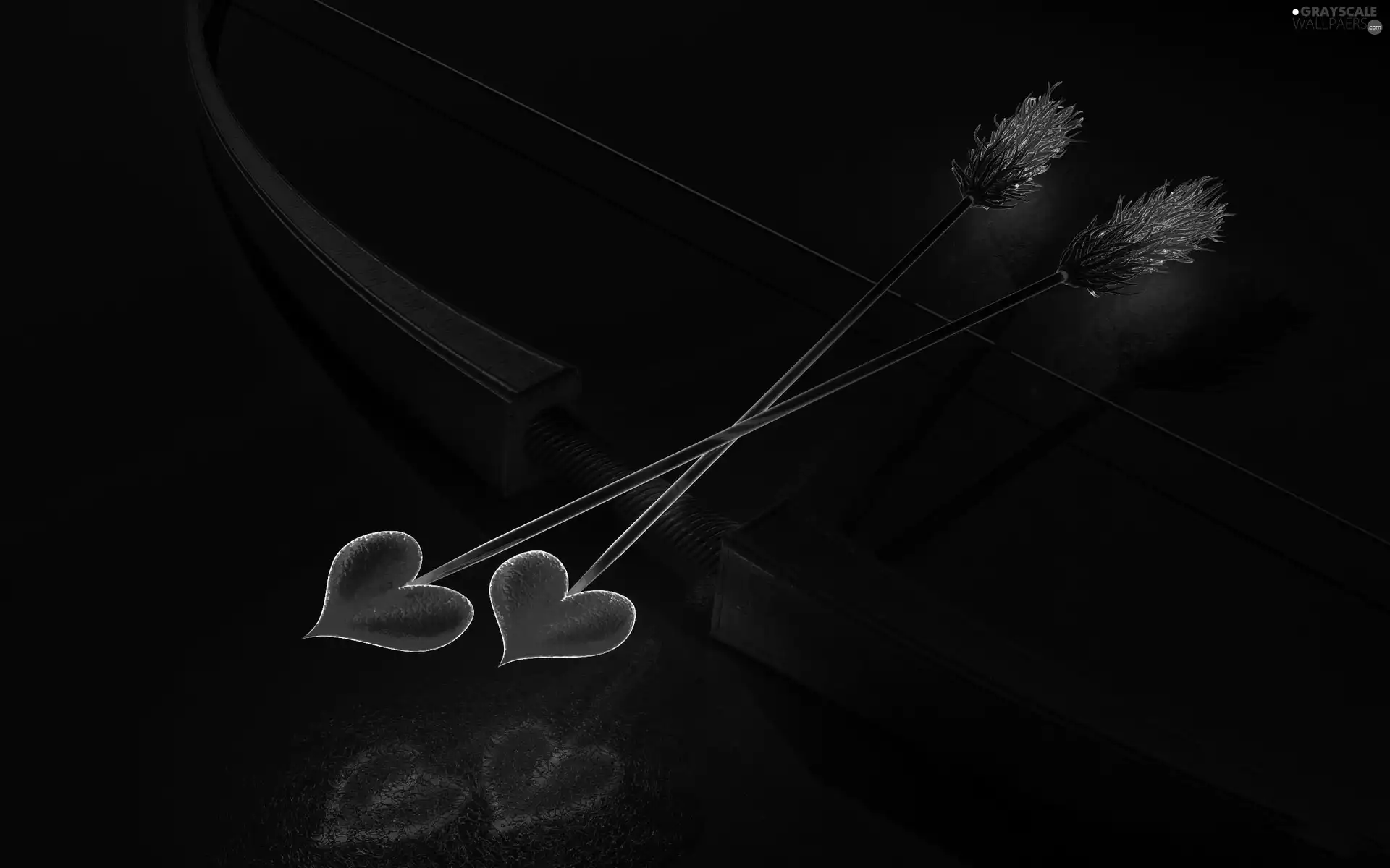 Bow, hearts, cave, arrows
