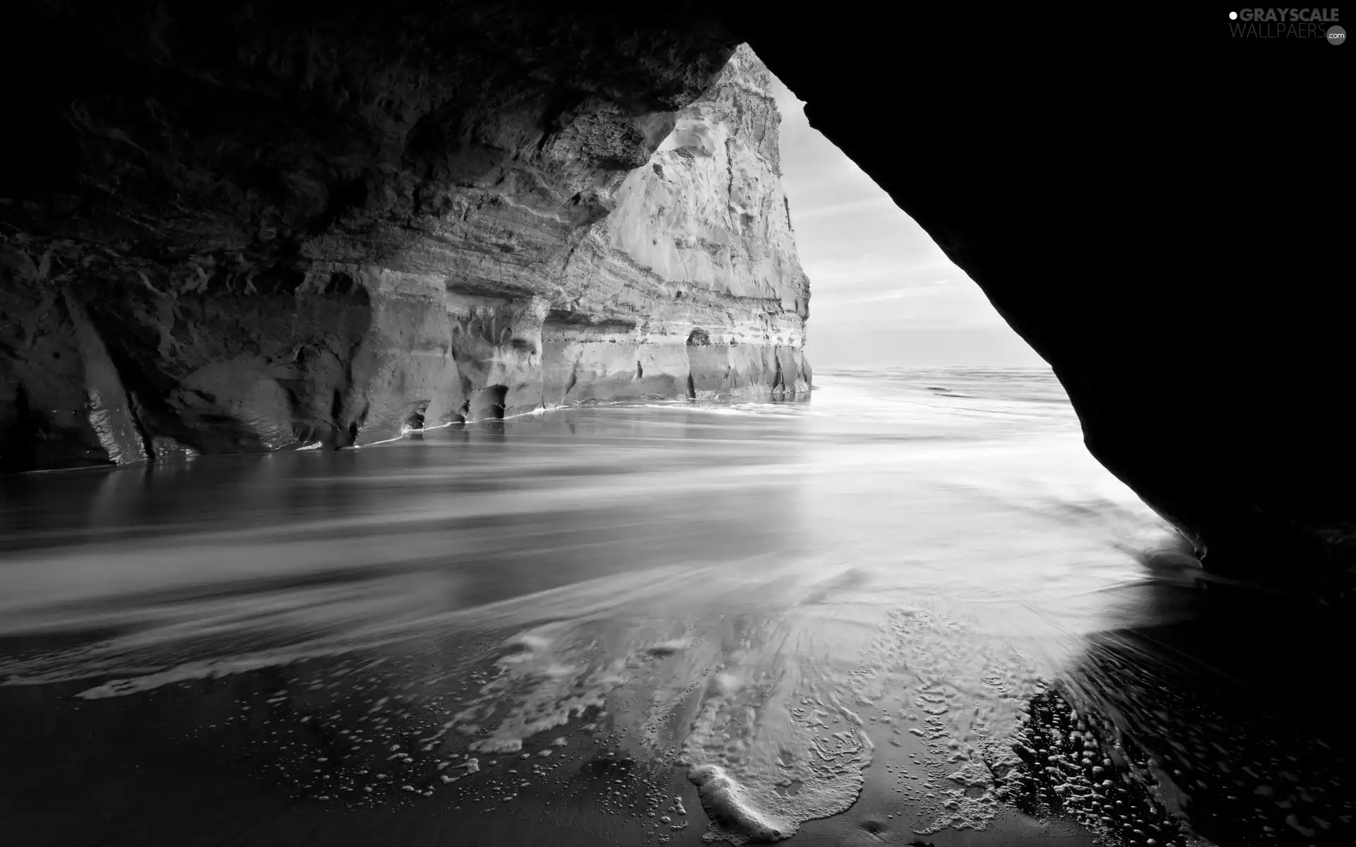 cave, Beaches, sea