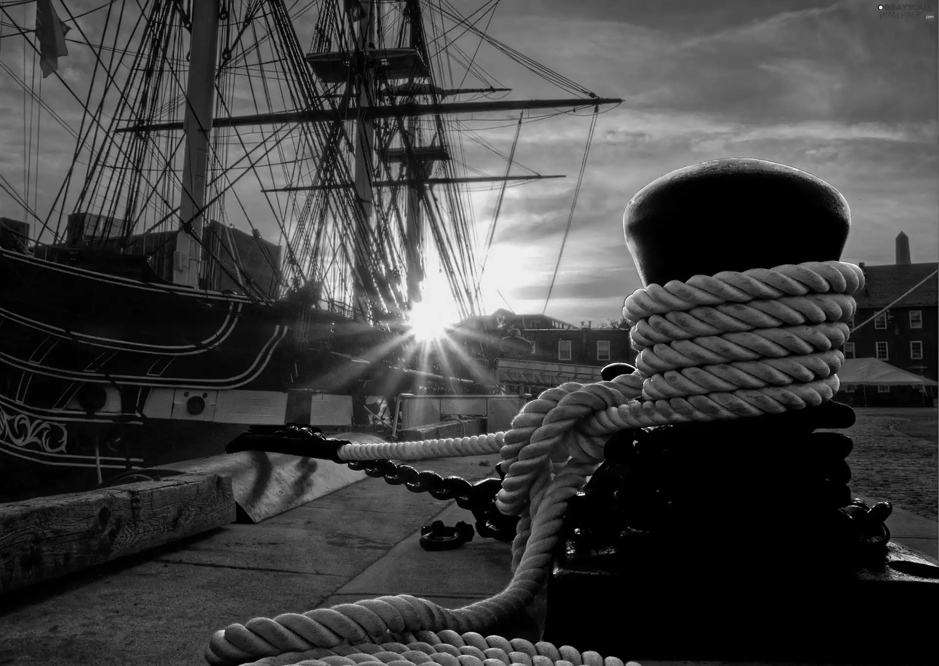 Moored, line, chain, port