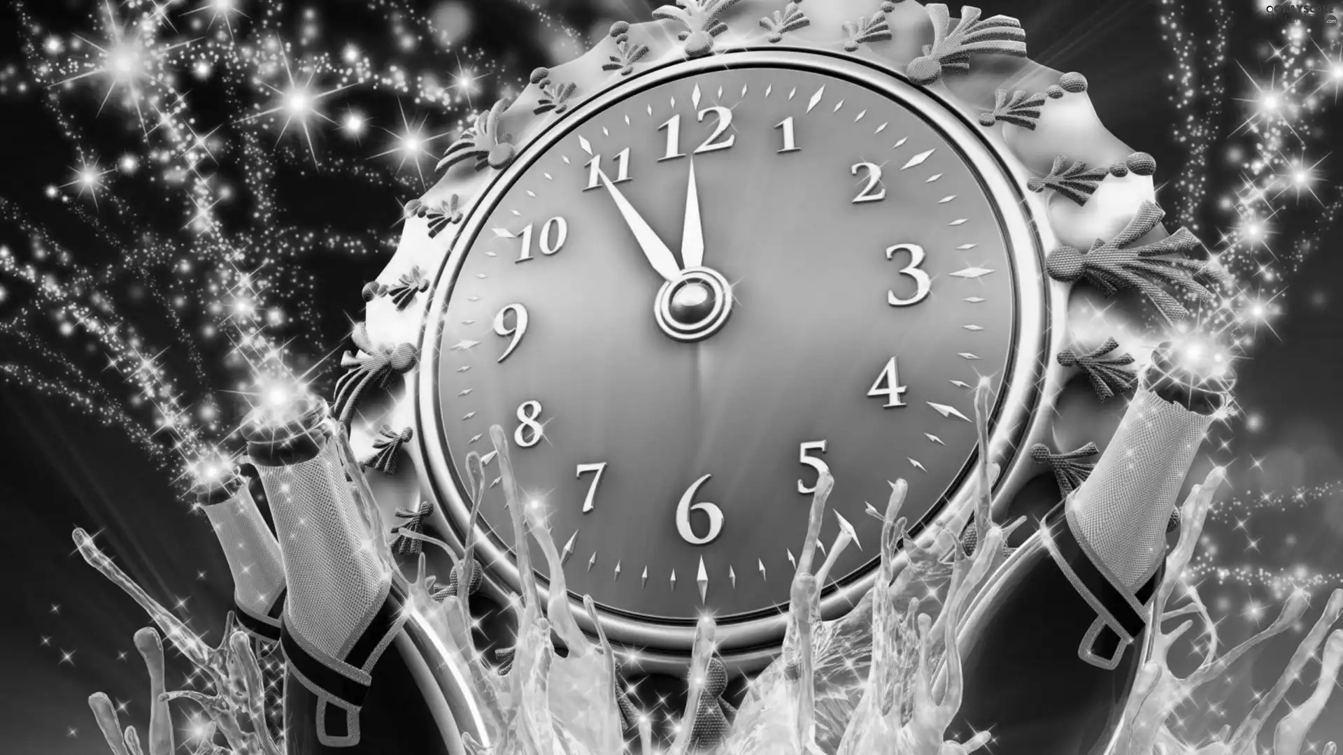 Champagne, Clock, New Year