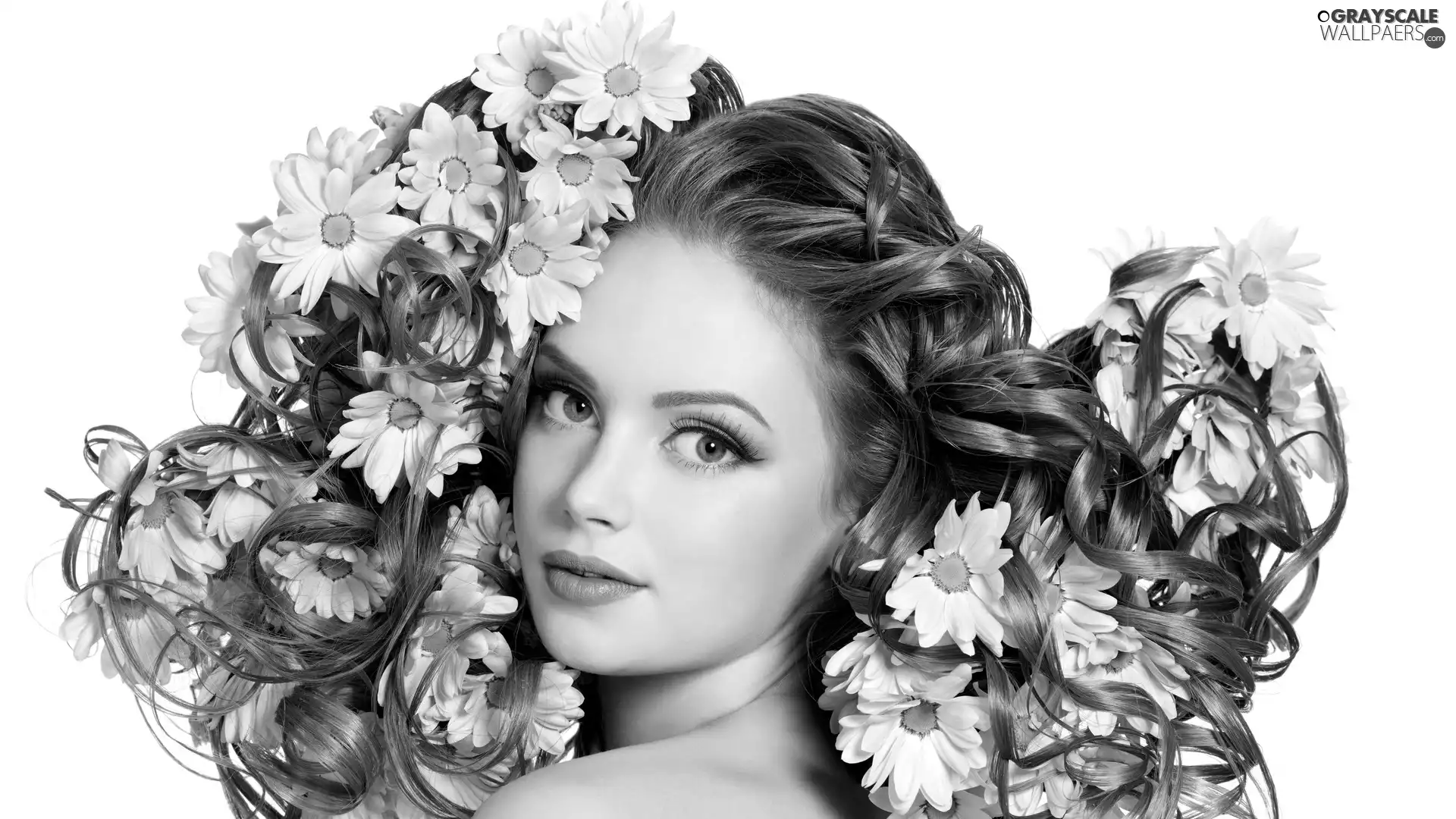 Women, Flowers, characterization, make-up