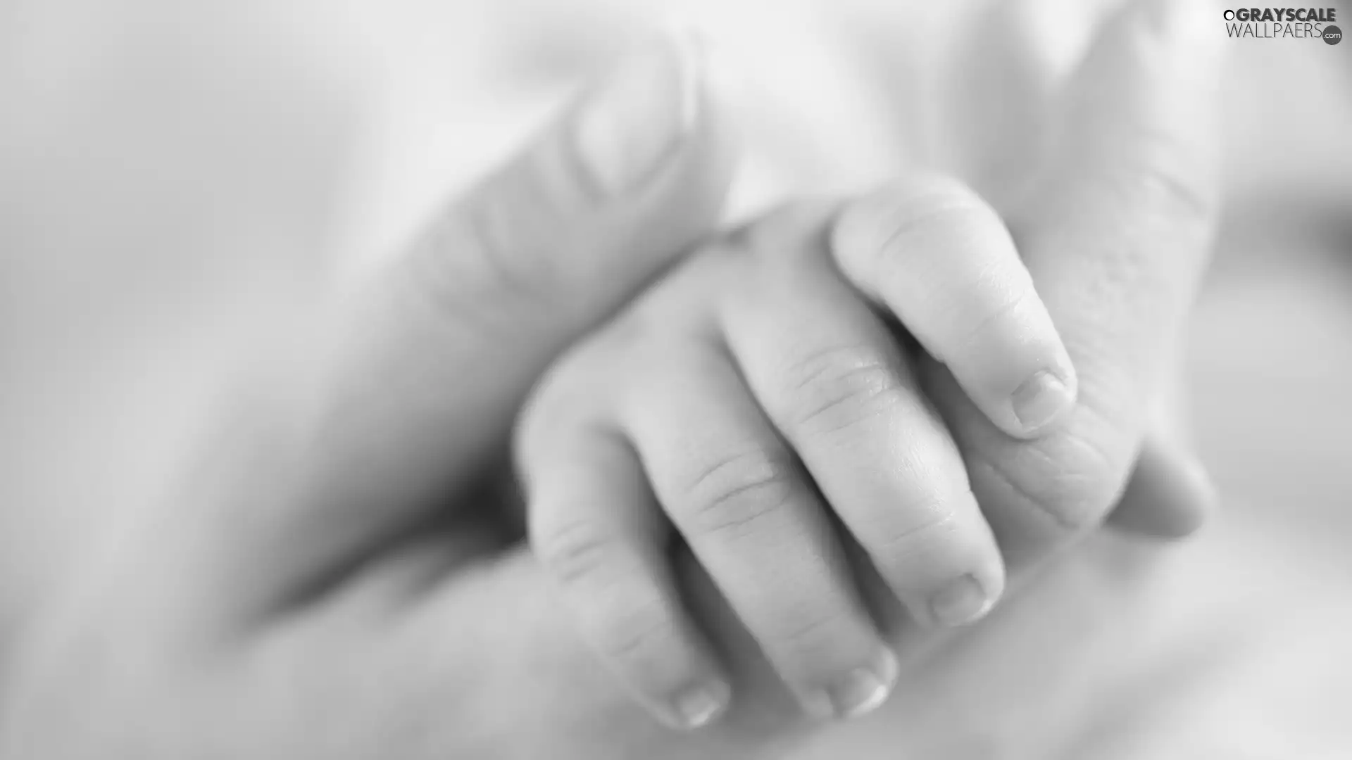 child-, hand, Mother