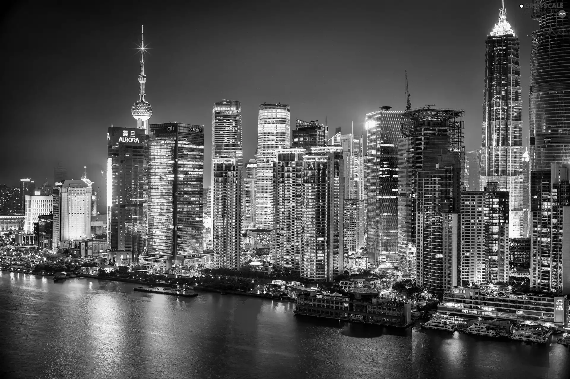China, Floodlit, Szanghai