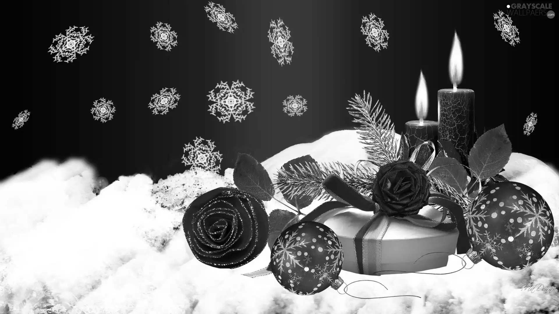 Candles, decoration, Christmas, baubles