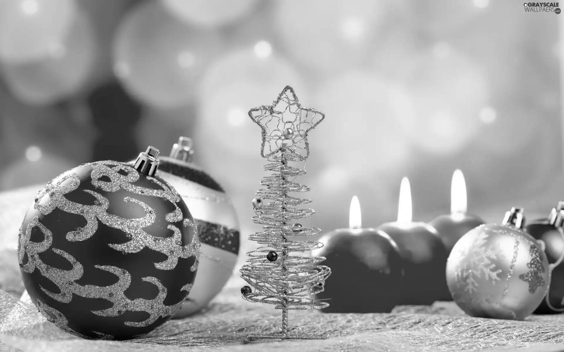 Christmas, baubles, Candles, decor, Red