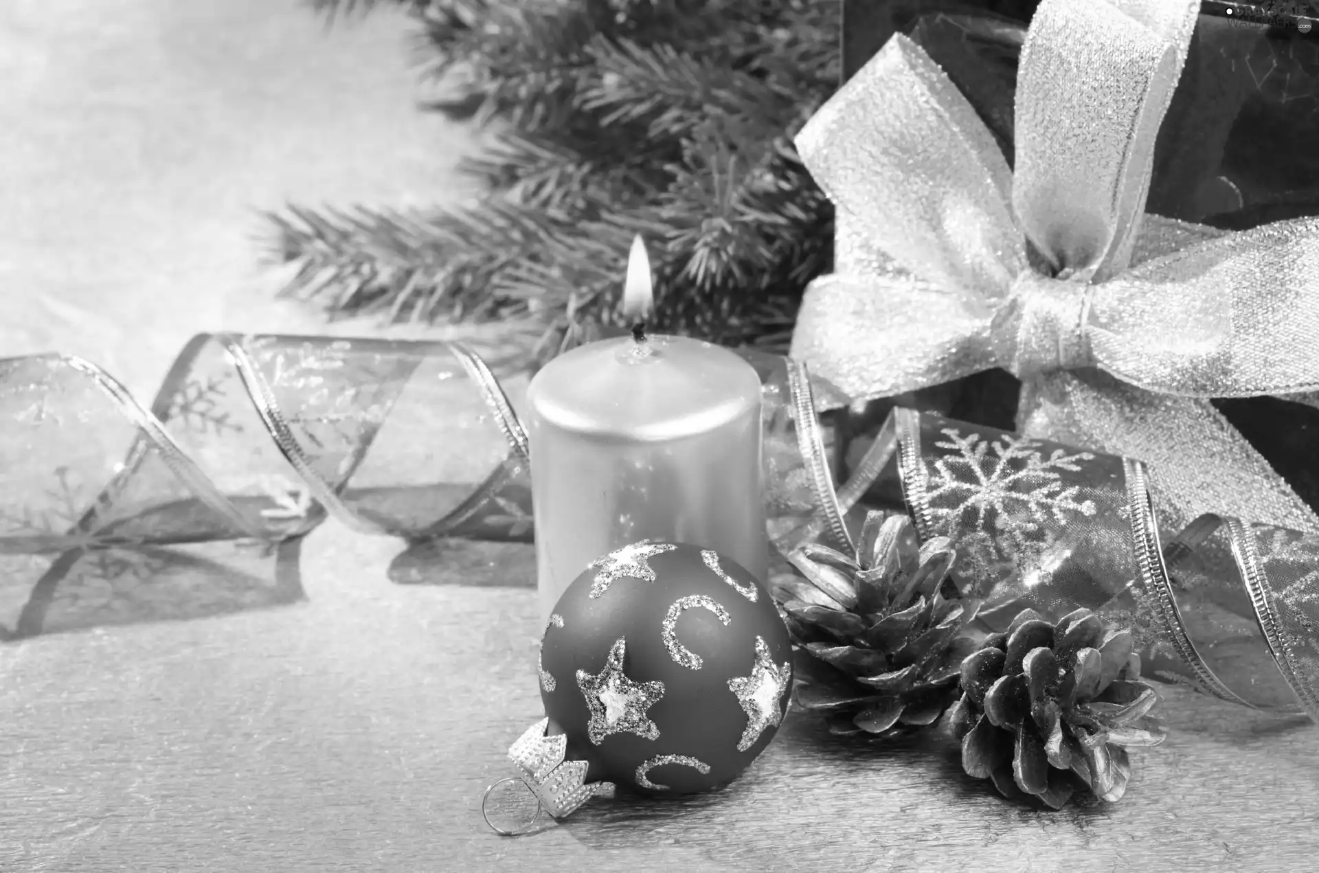 Christmas, composition, Ribbons, headdress, Candle