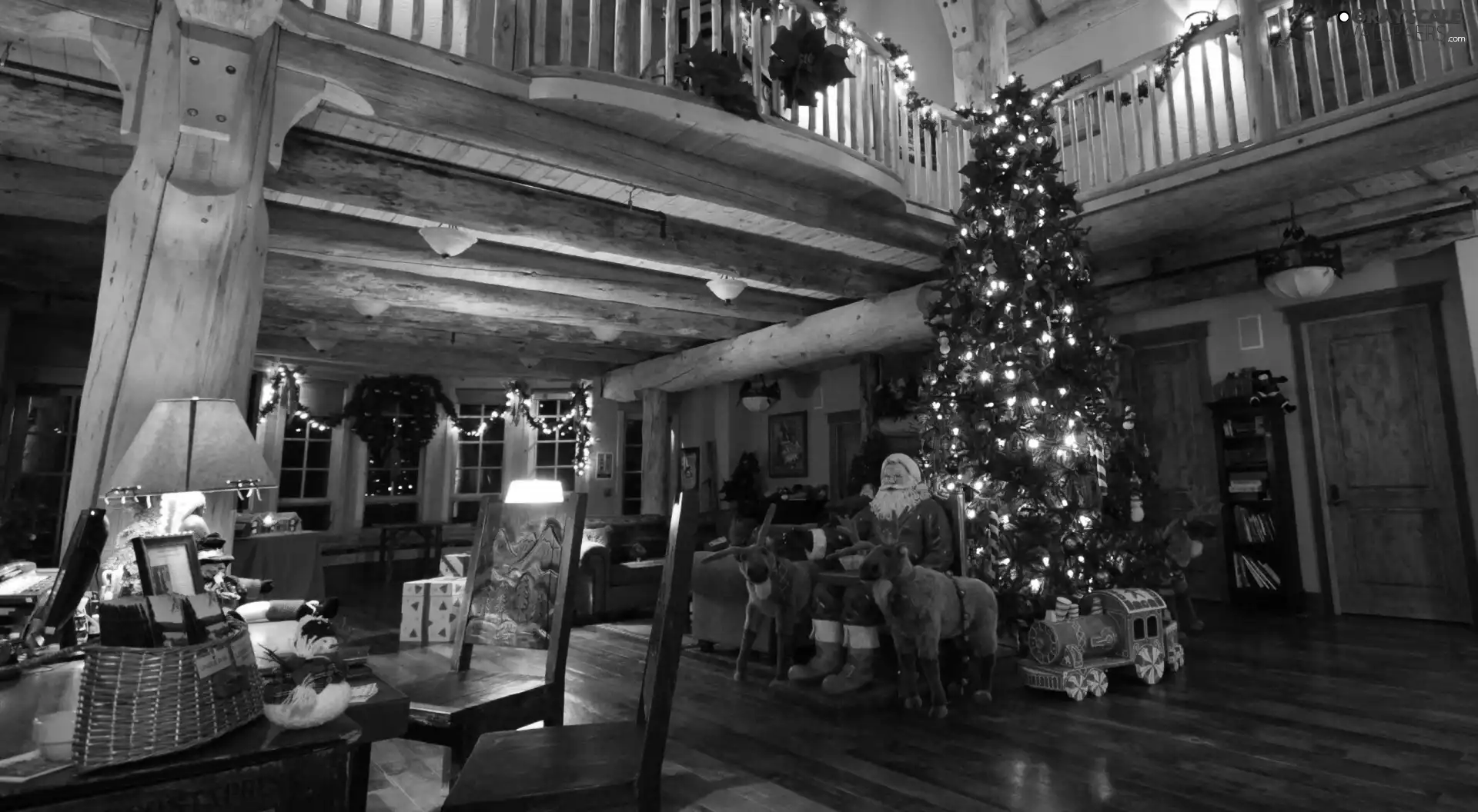 house, Santa, christmas tree, Room
