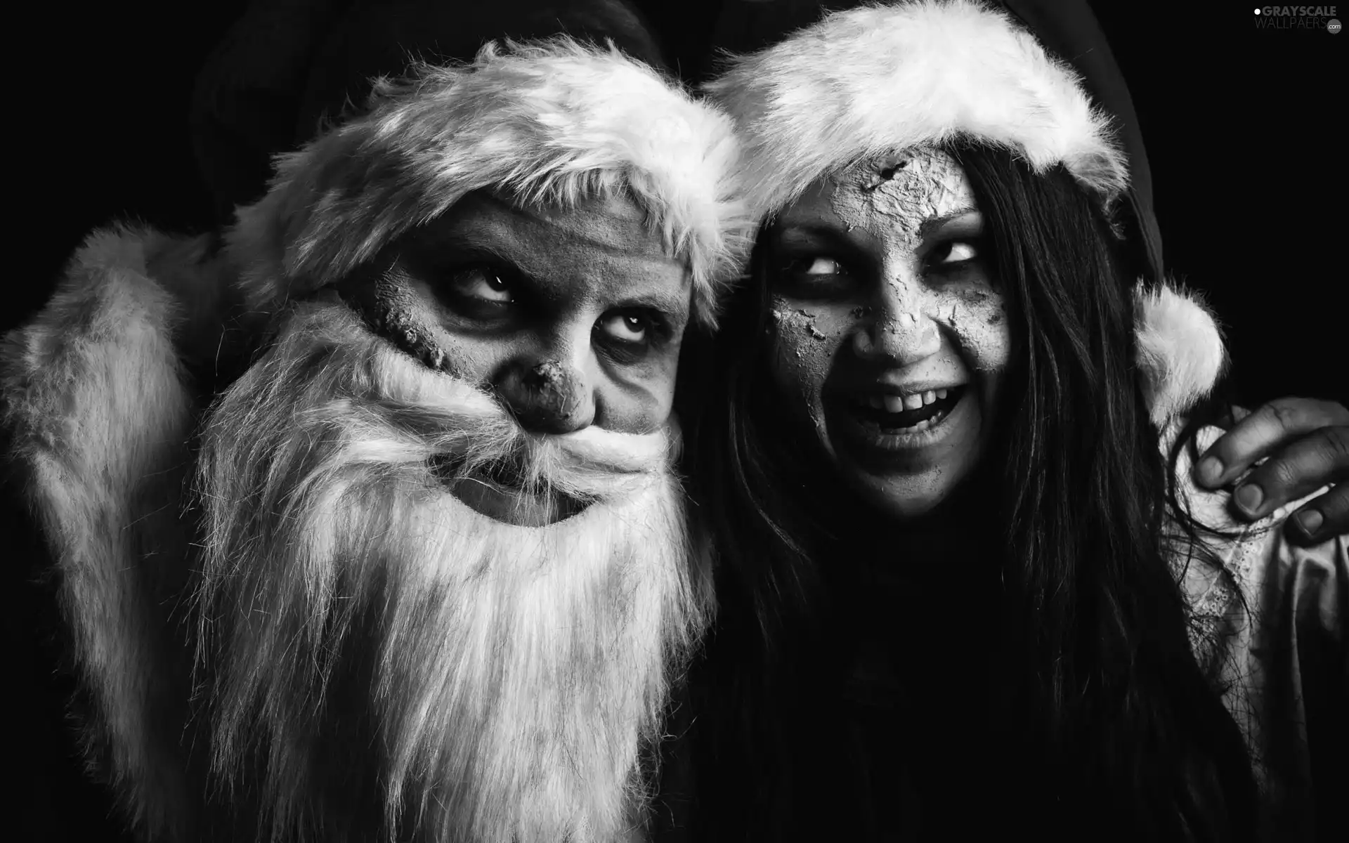 scary, girl, christmas, Santa