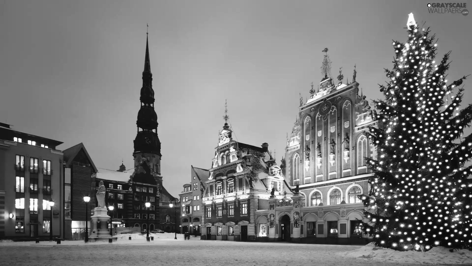 evening, Latvia, God, Town, Ryga, christmas tree, birth