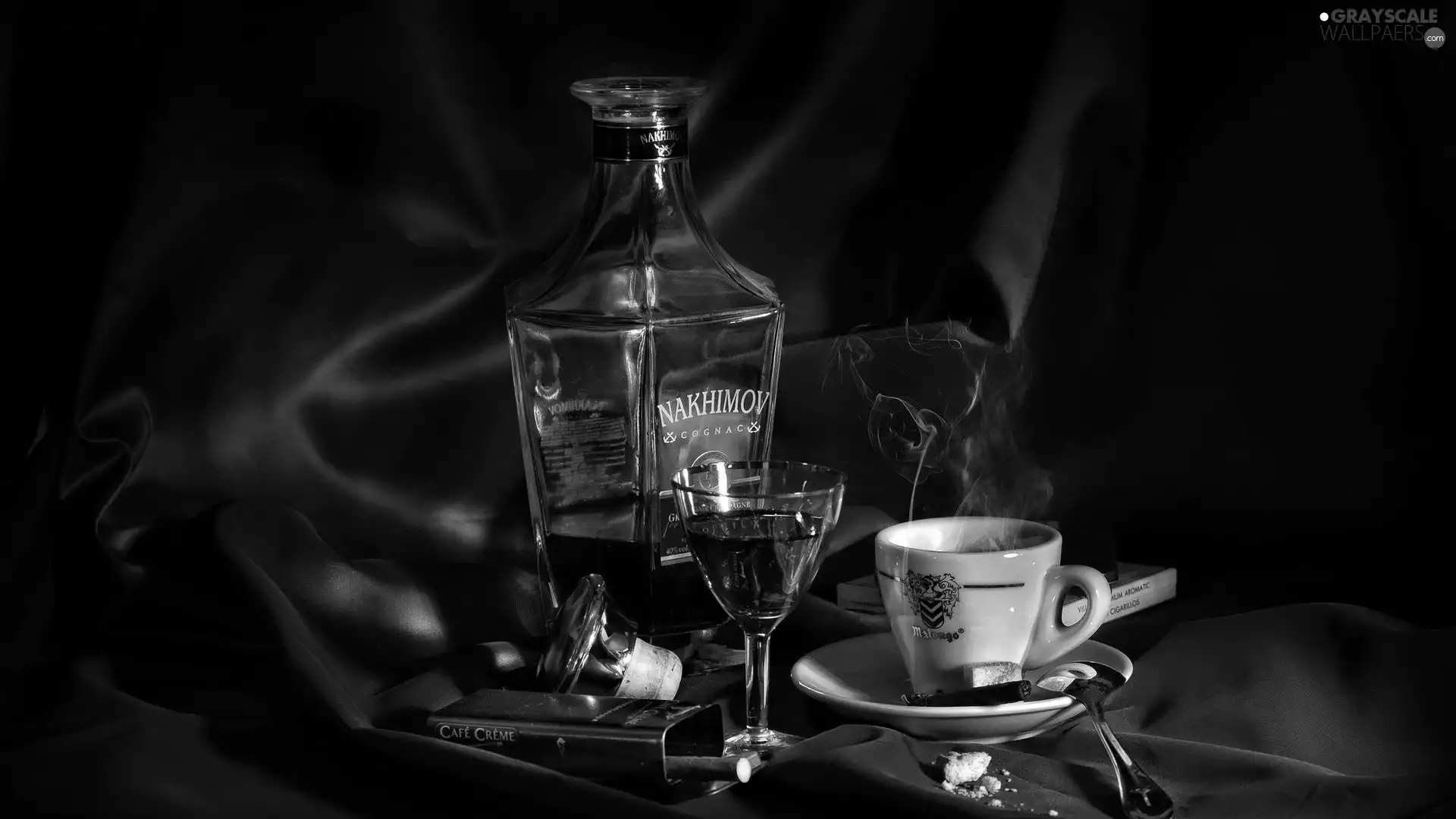 cigarettes, cognac, coffee