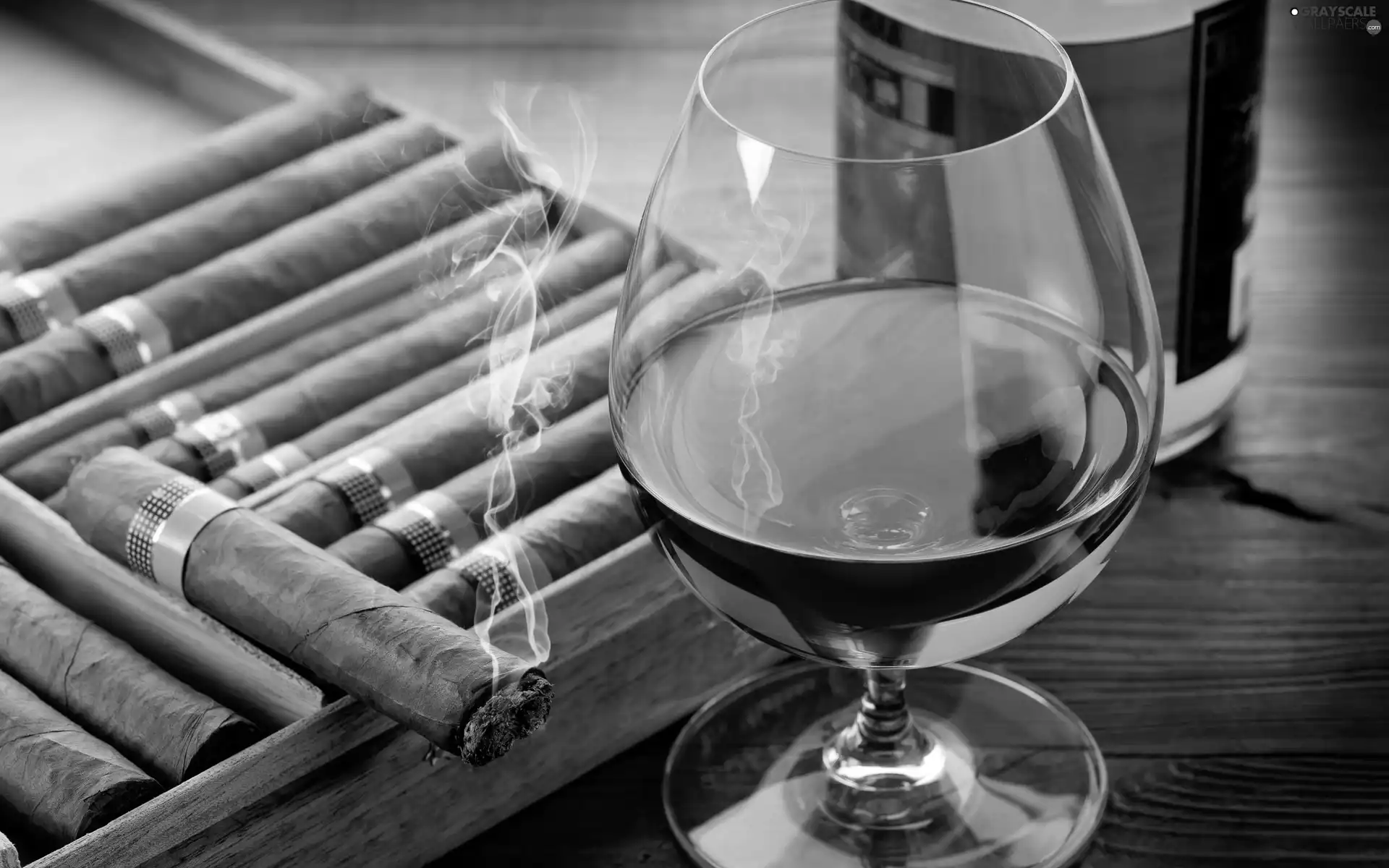 Cigars, glass, Whisky