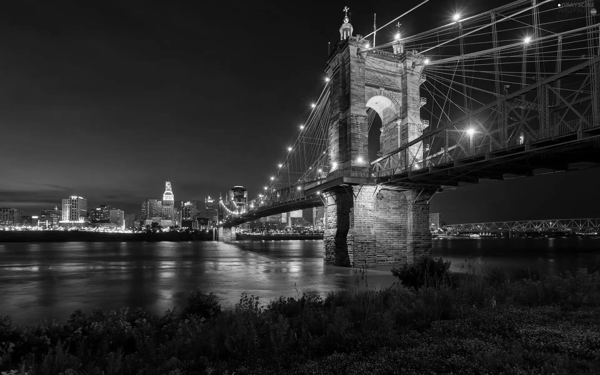 Cincinnati, USA, River, Town, bridge