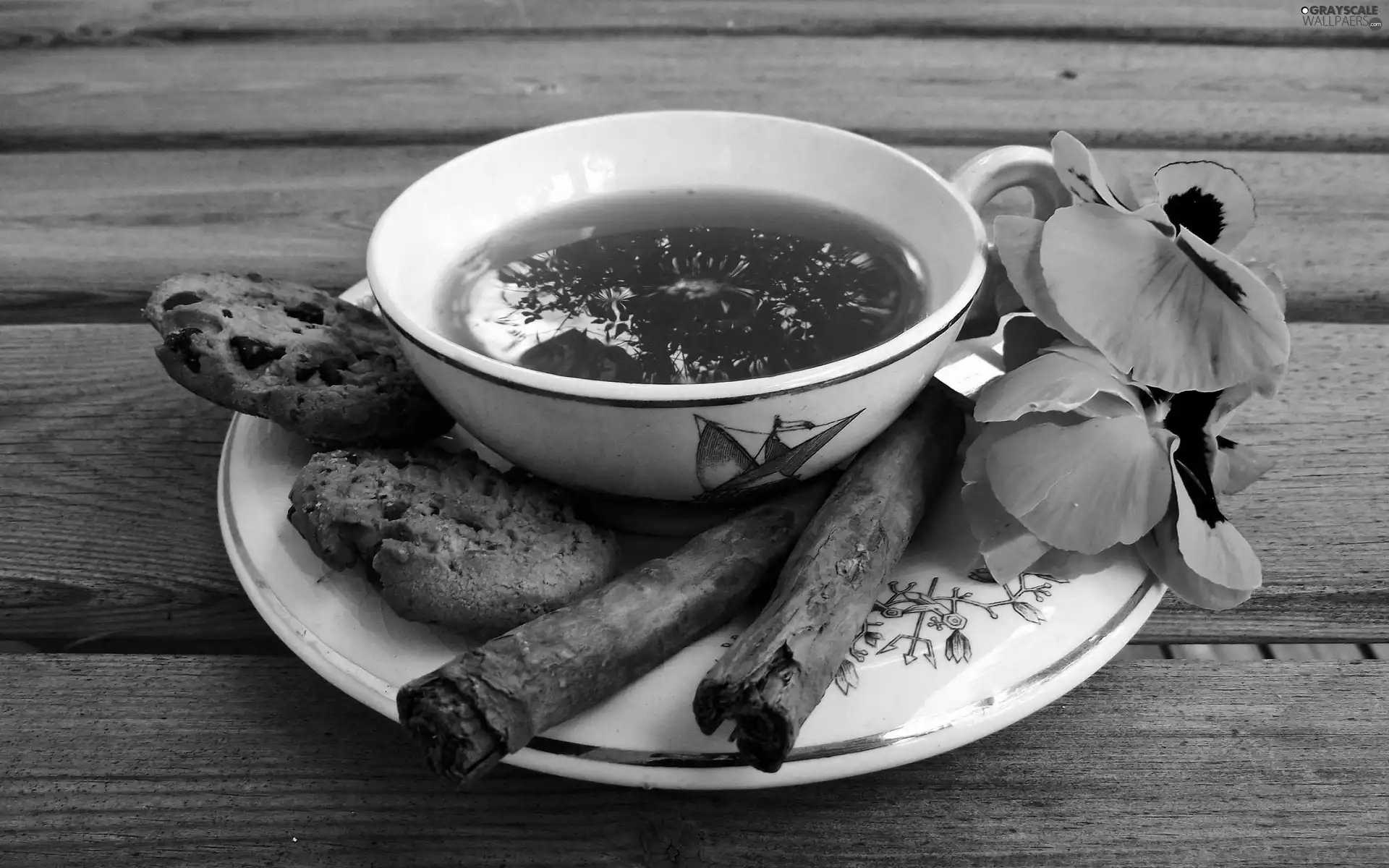 cinnamon, pansies, tea, Cookies, cup