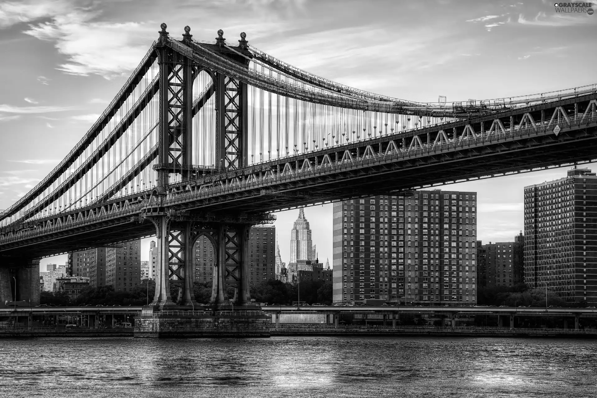 New, bridge, City, Manhattan, York, skyscrapers