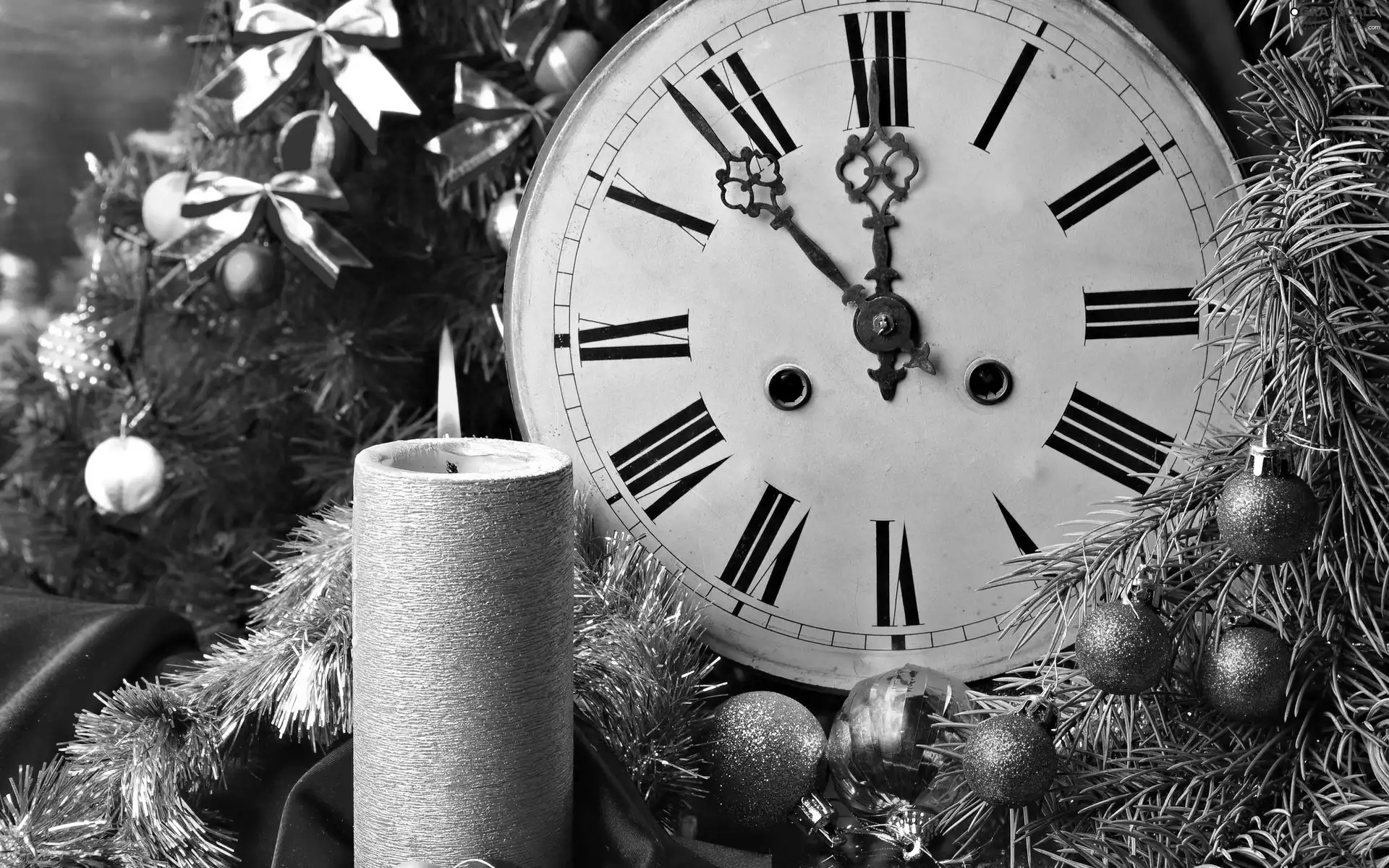 candle, Clock, composition, New Year