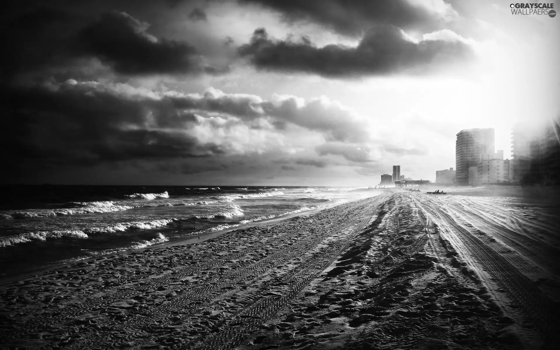 clouds, sea, Beaches