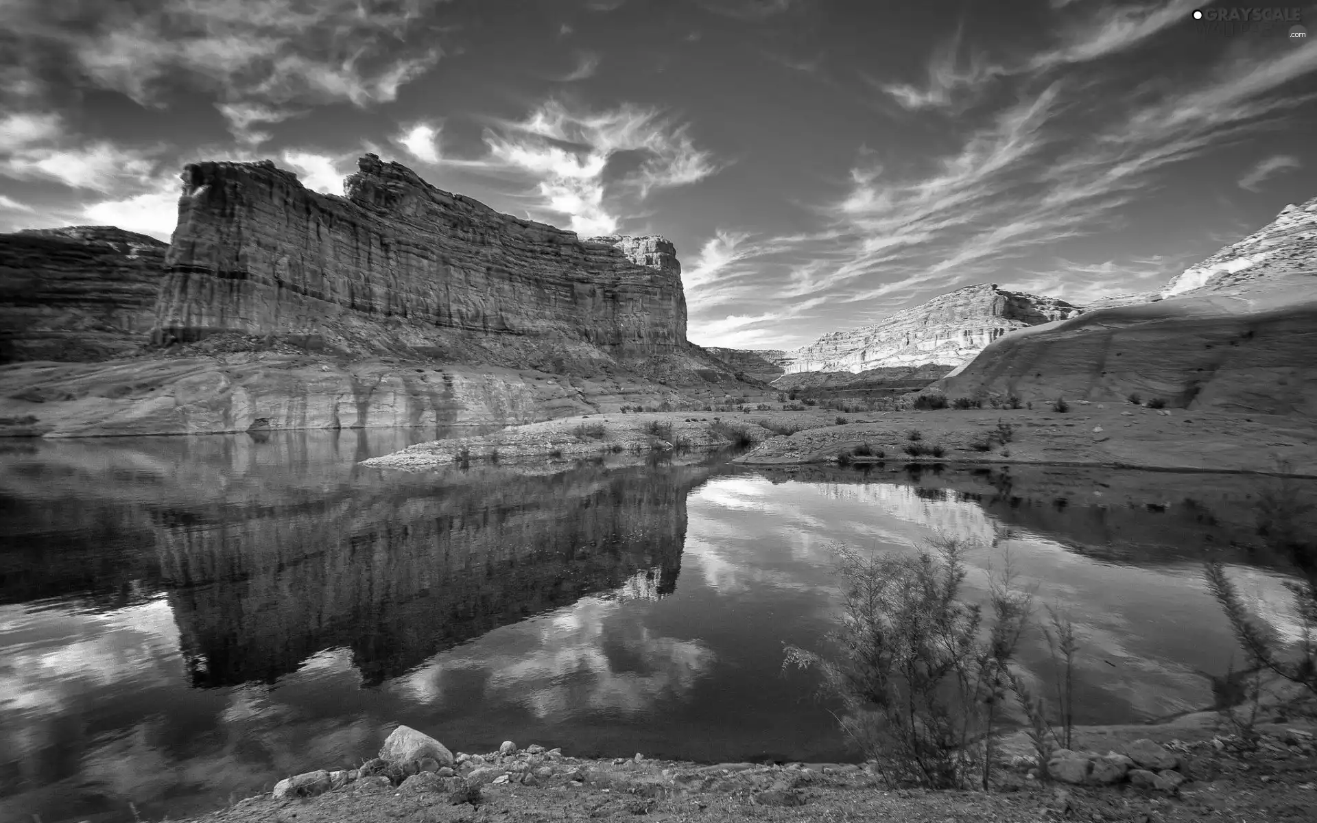 beatyfull, Mountains, clouds, lake