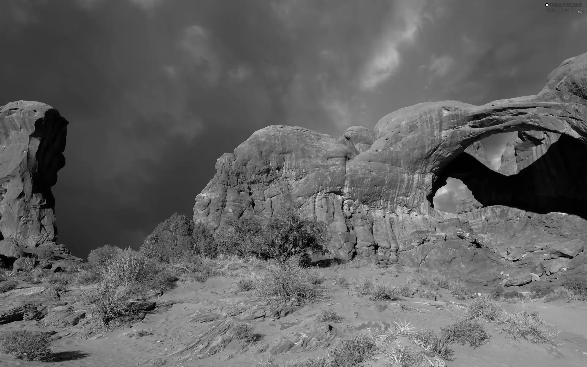 canyon, rocks, clouds, Utah