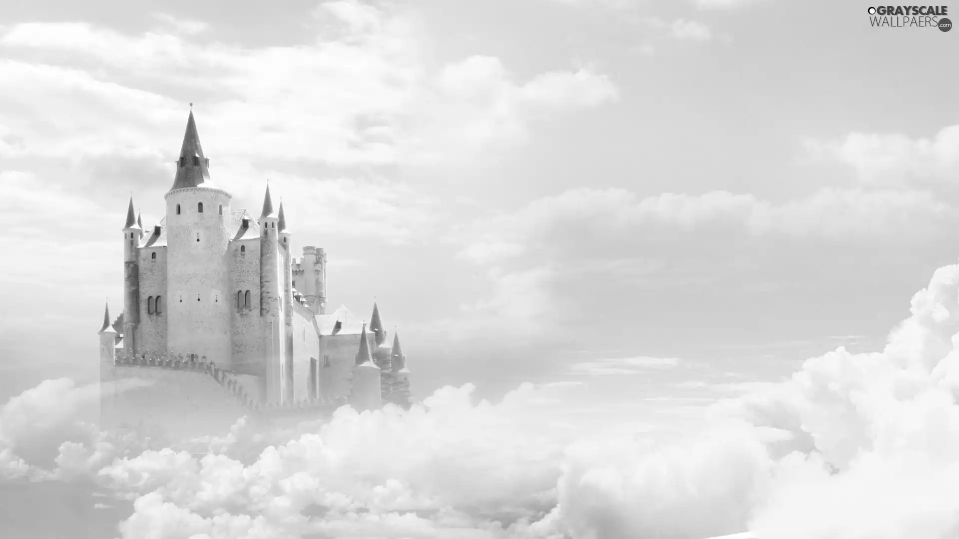 clouds, fantasy, Castle
