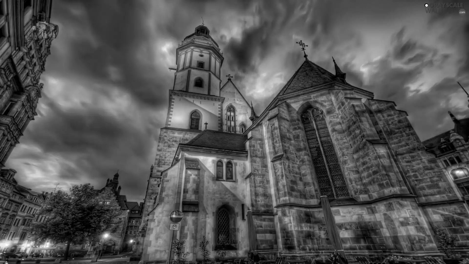 Church, clouds