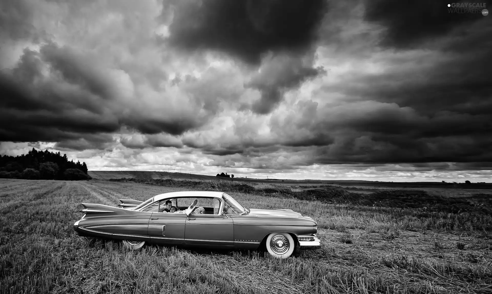 clouds, Automobile, Field