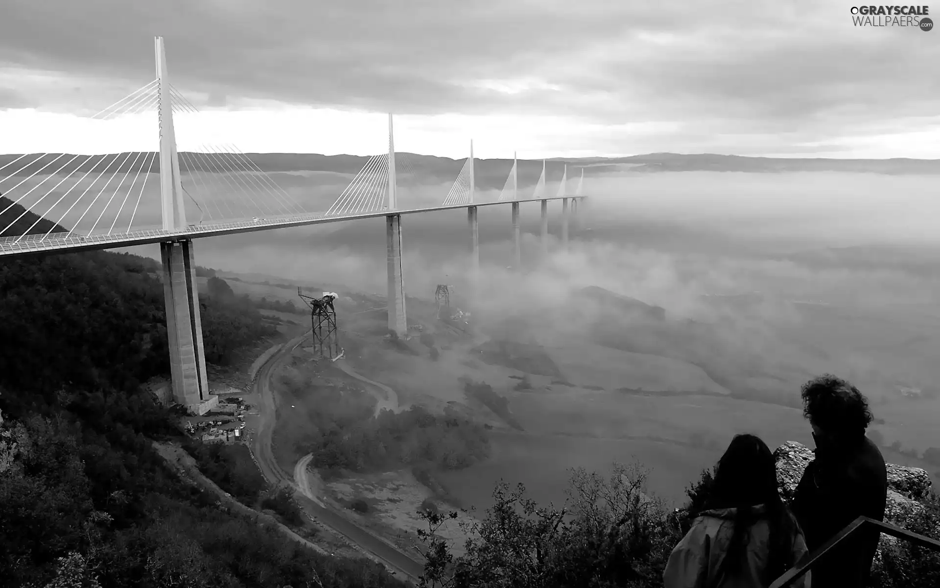 France, Millau, clouds, overpass