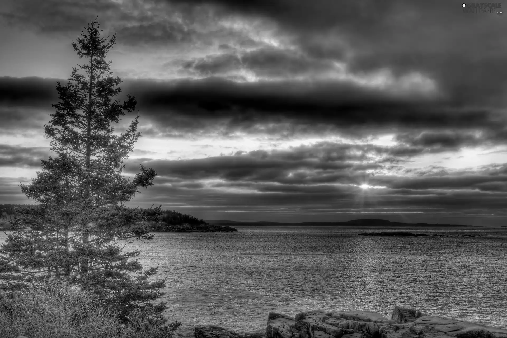 lake, Great Sunsets, clouds