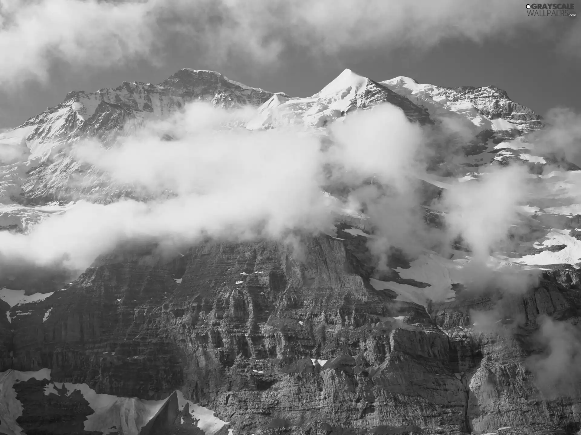 clouds, Mountains, height