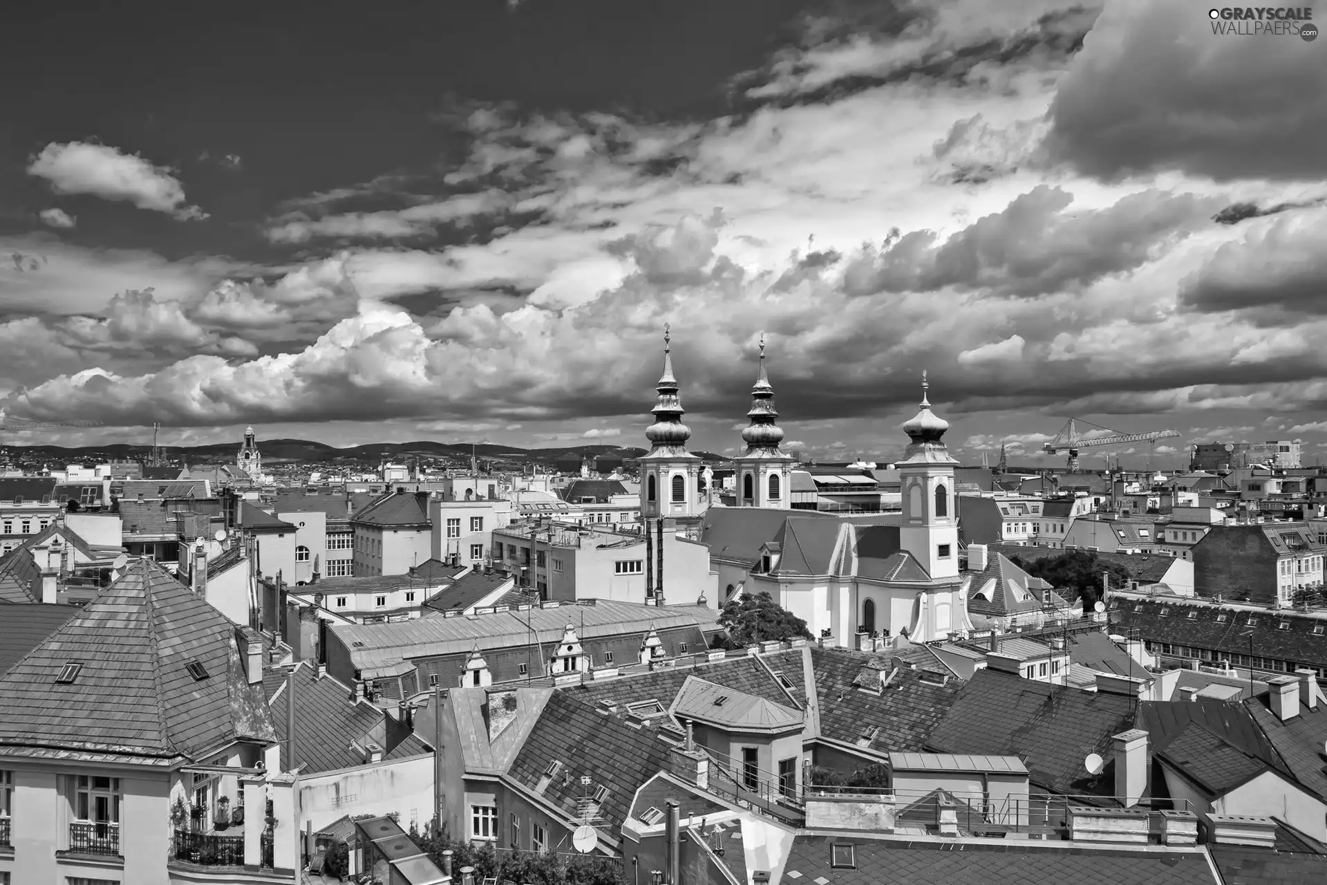 clouds, roofs, houses