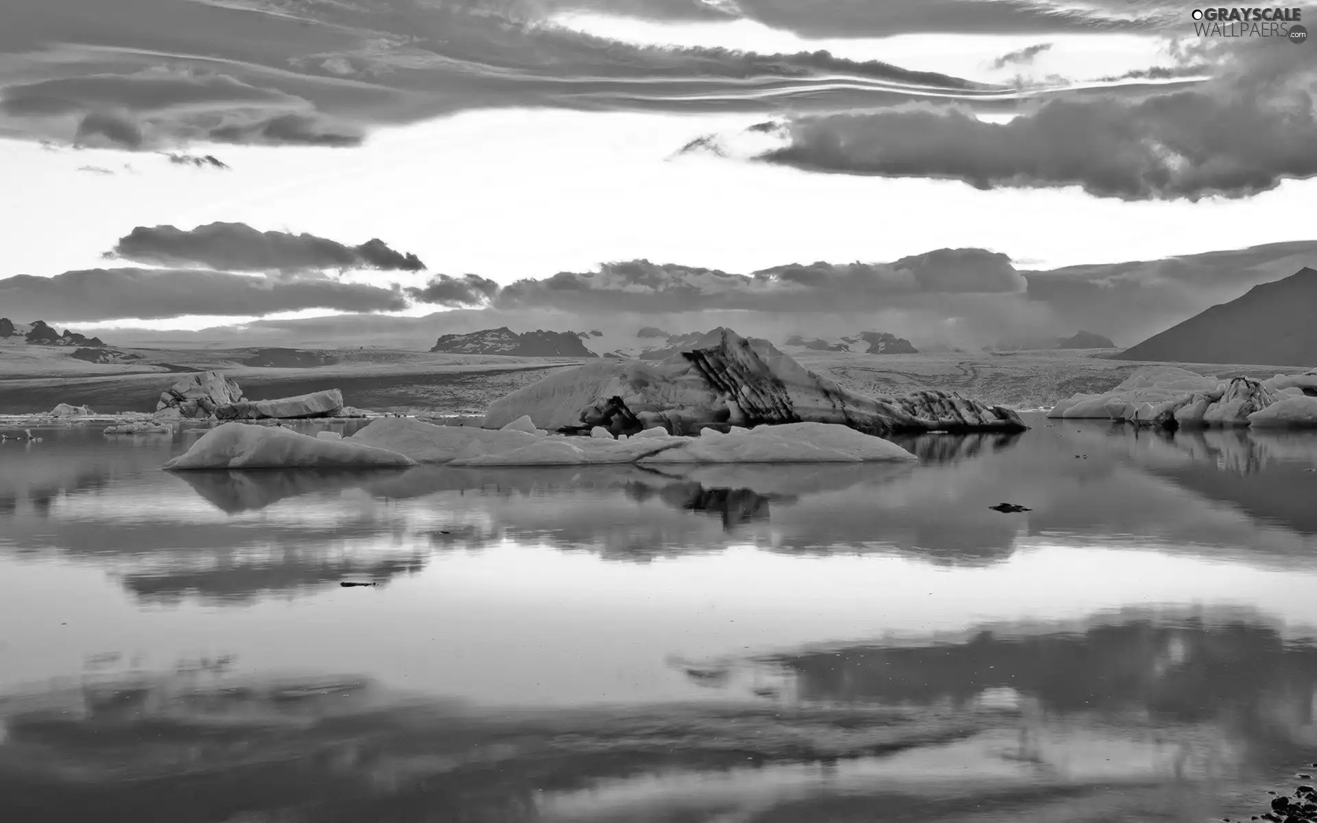 clouds, Mountains, ice