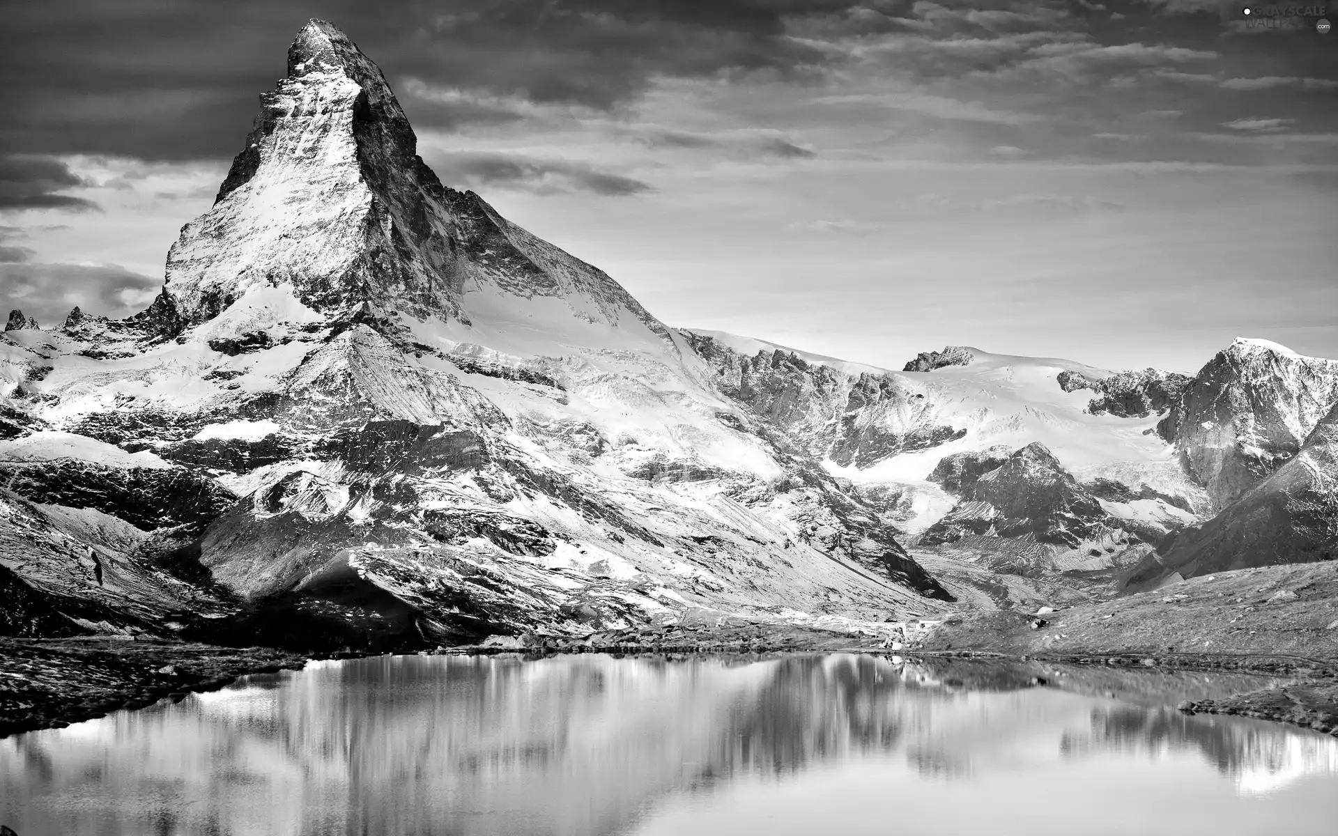 clouds, Mountains, lake