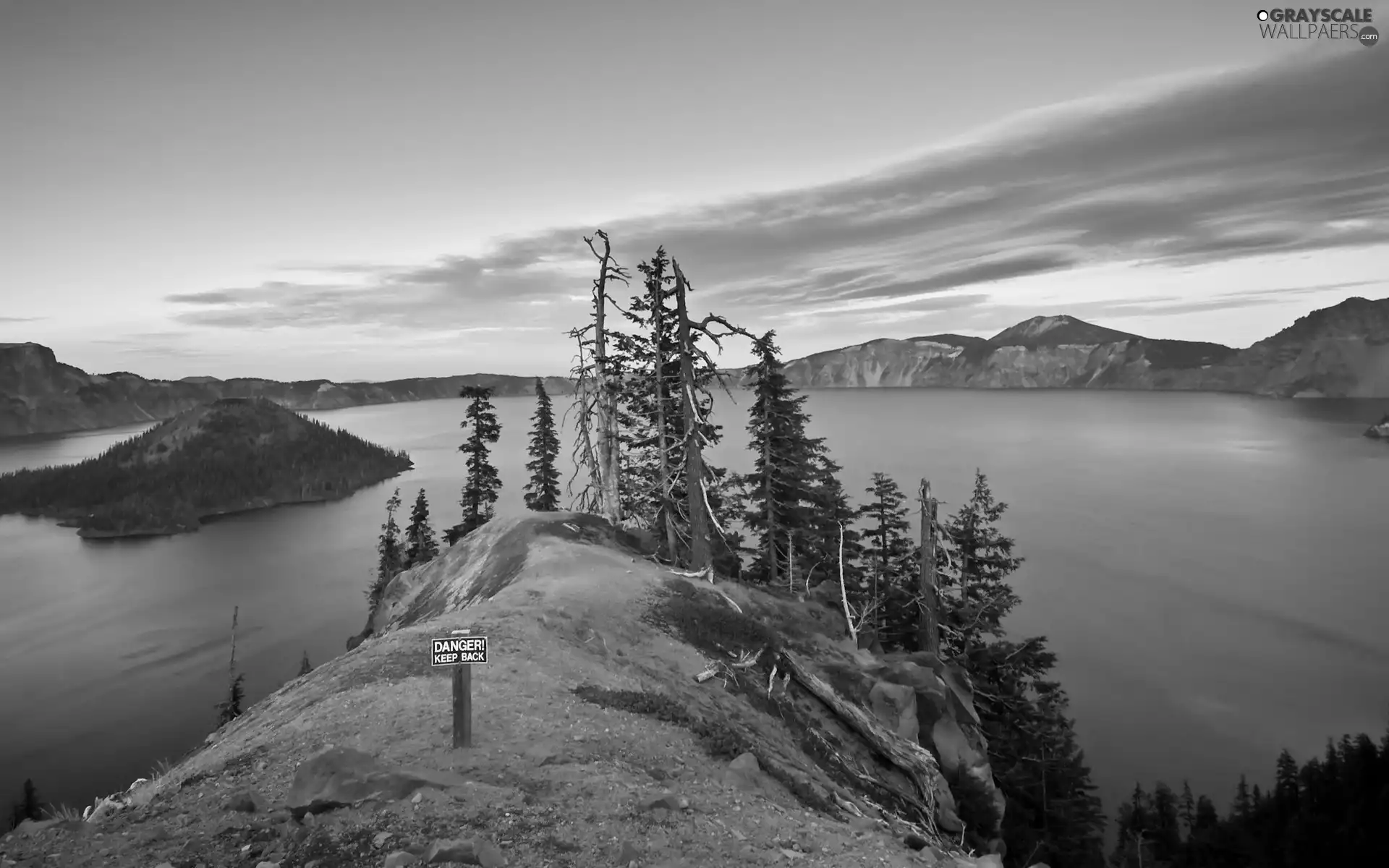 clouds, Mountains, lake