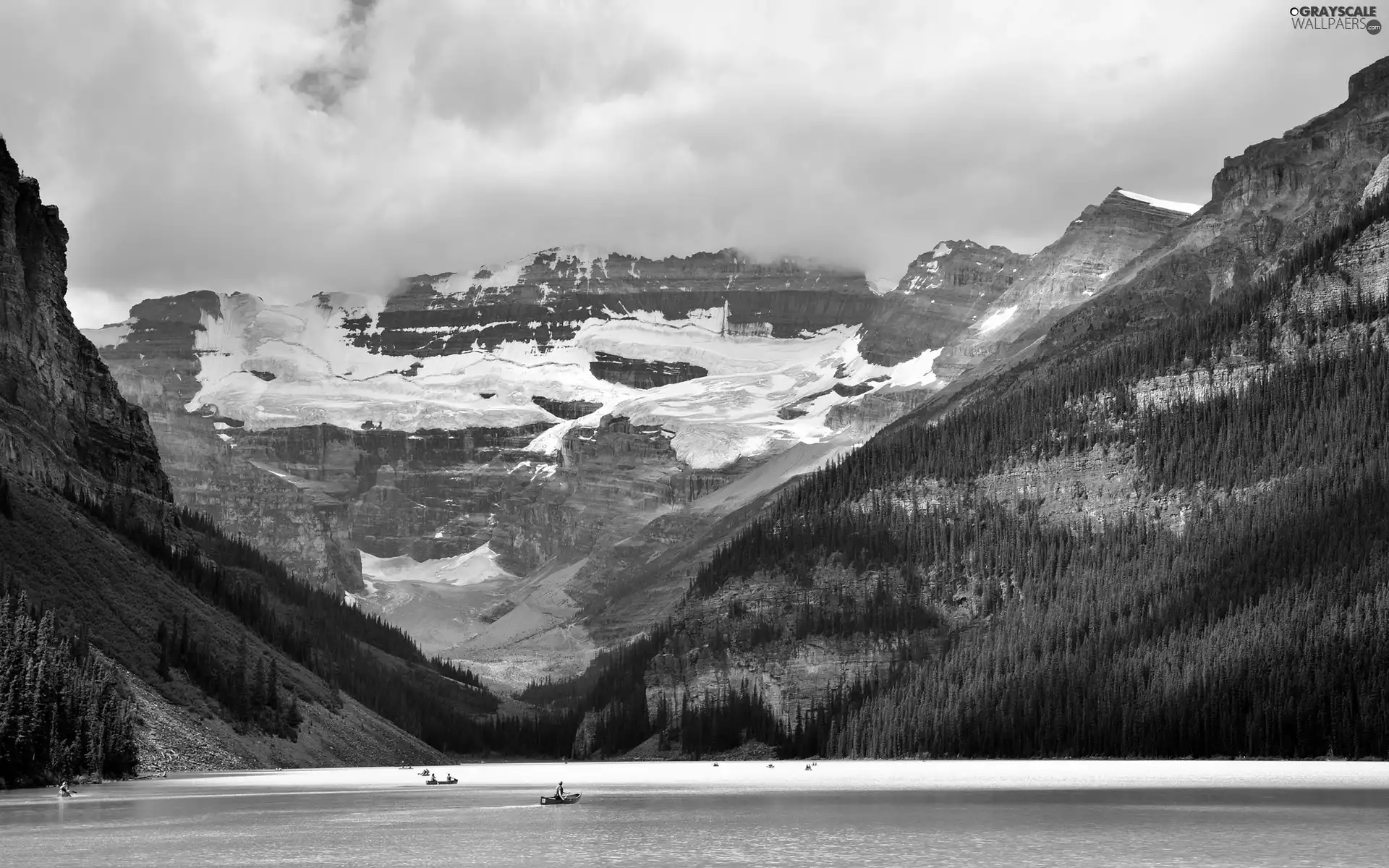 clouds, Mountains, lake