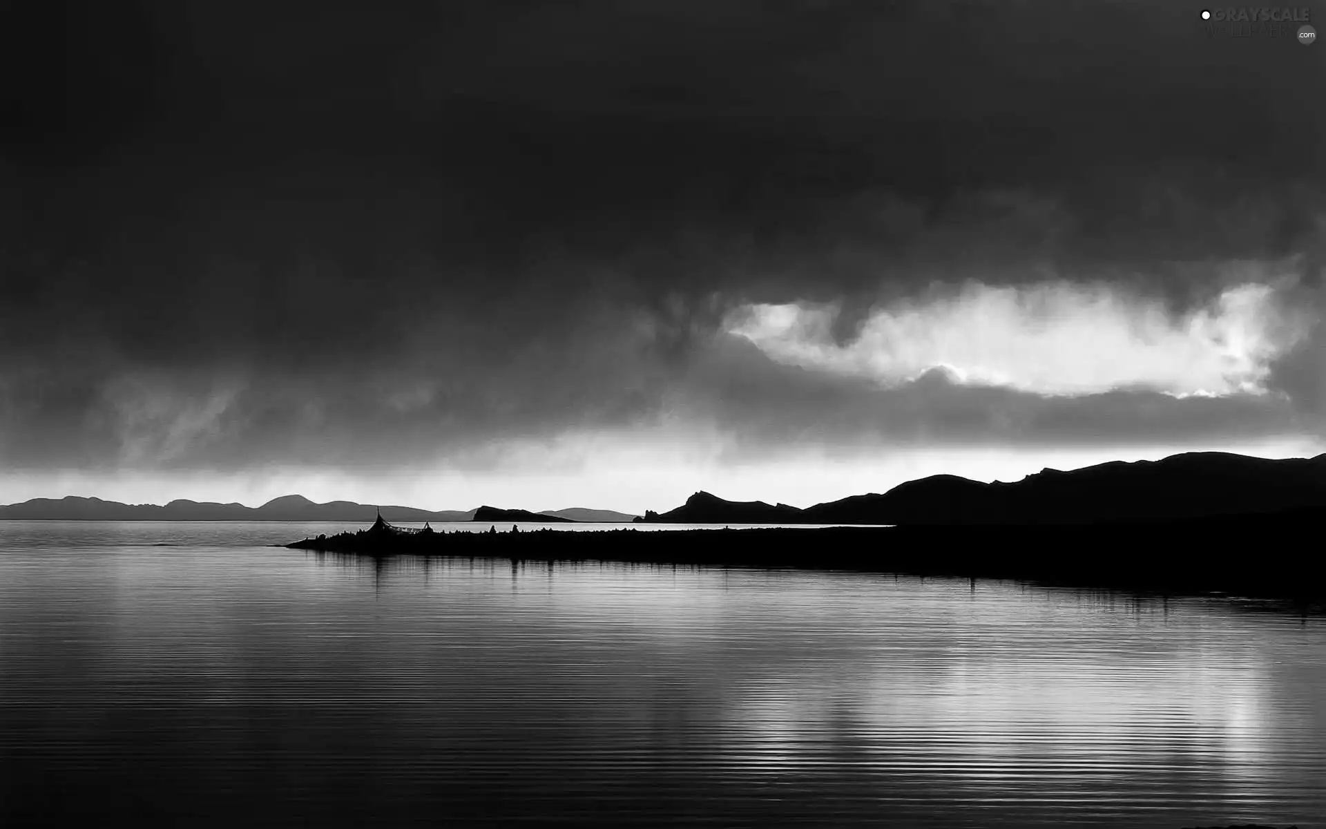 clouds, Sky, lake