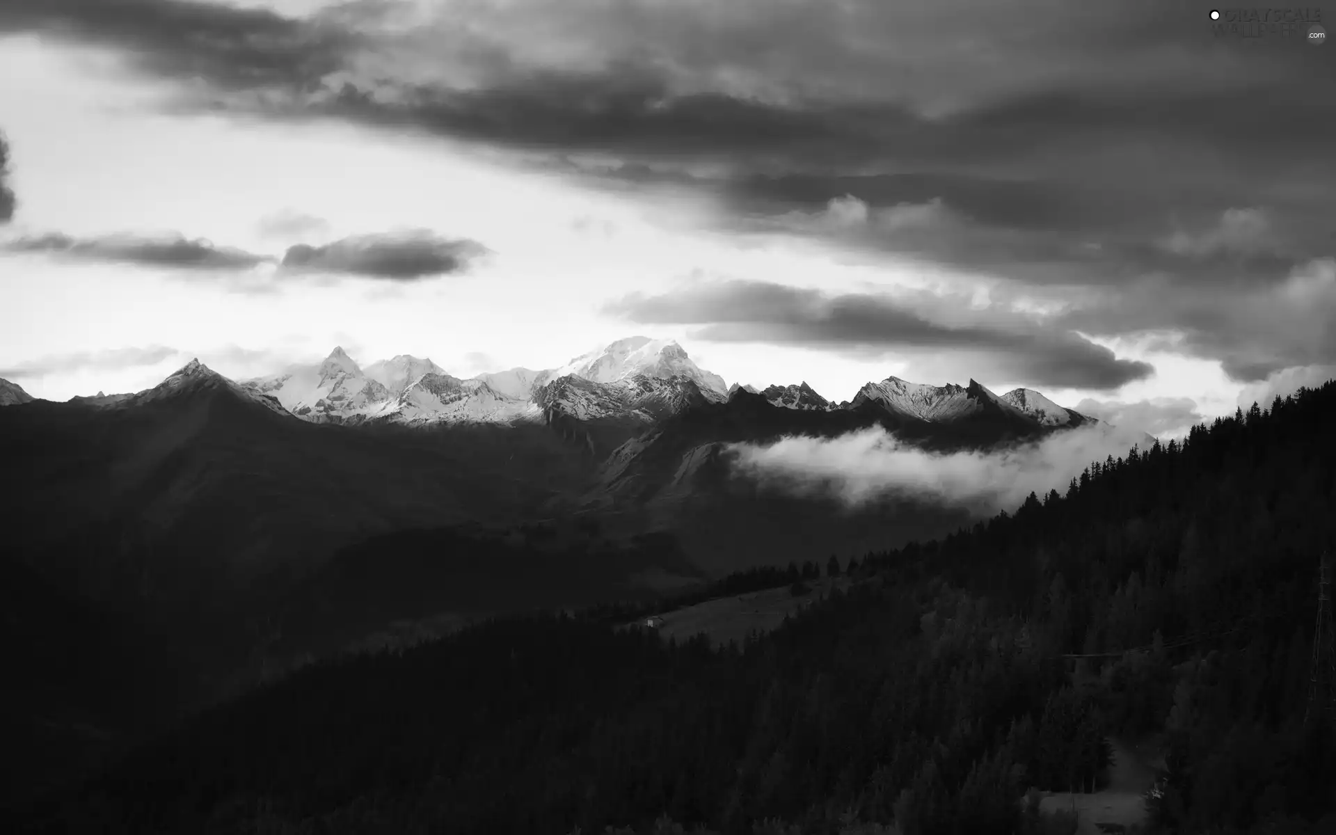 Mountains, clouds