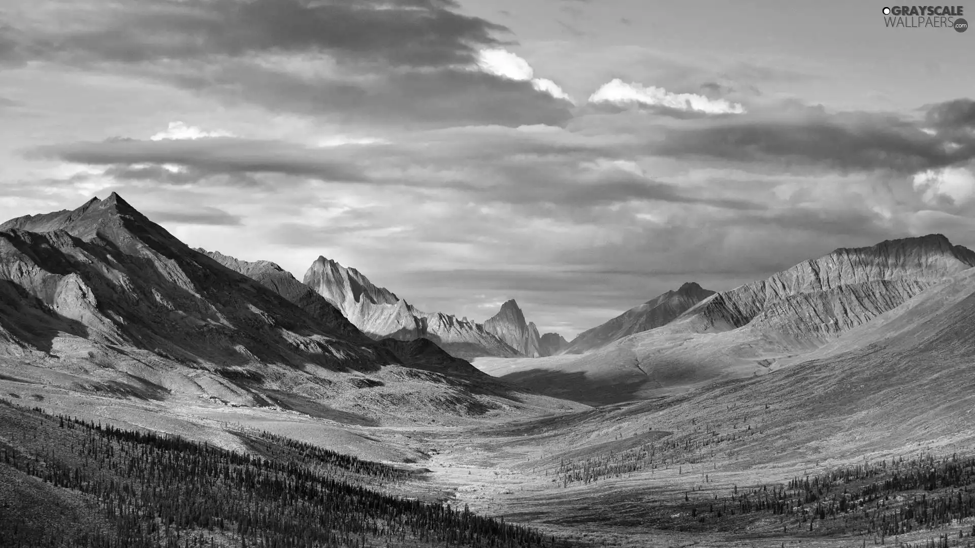 clouds, peaks, Mountains