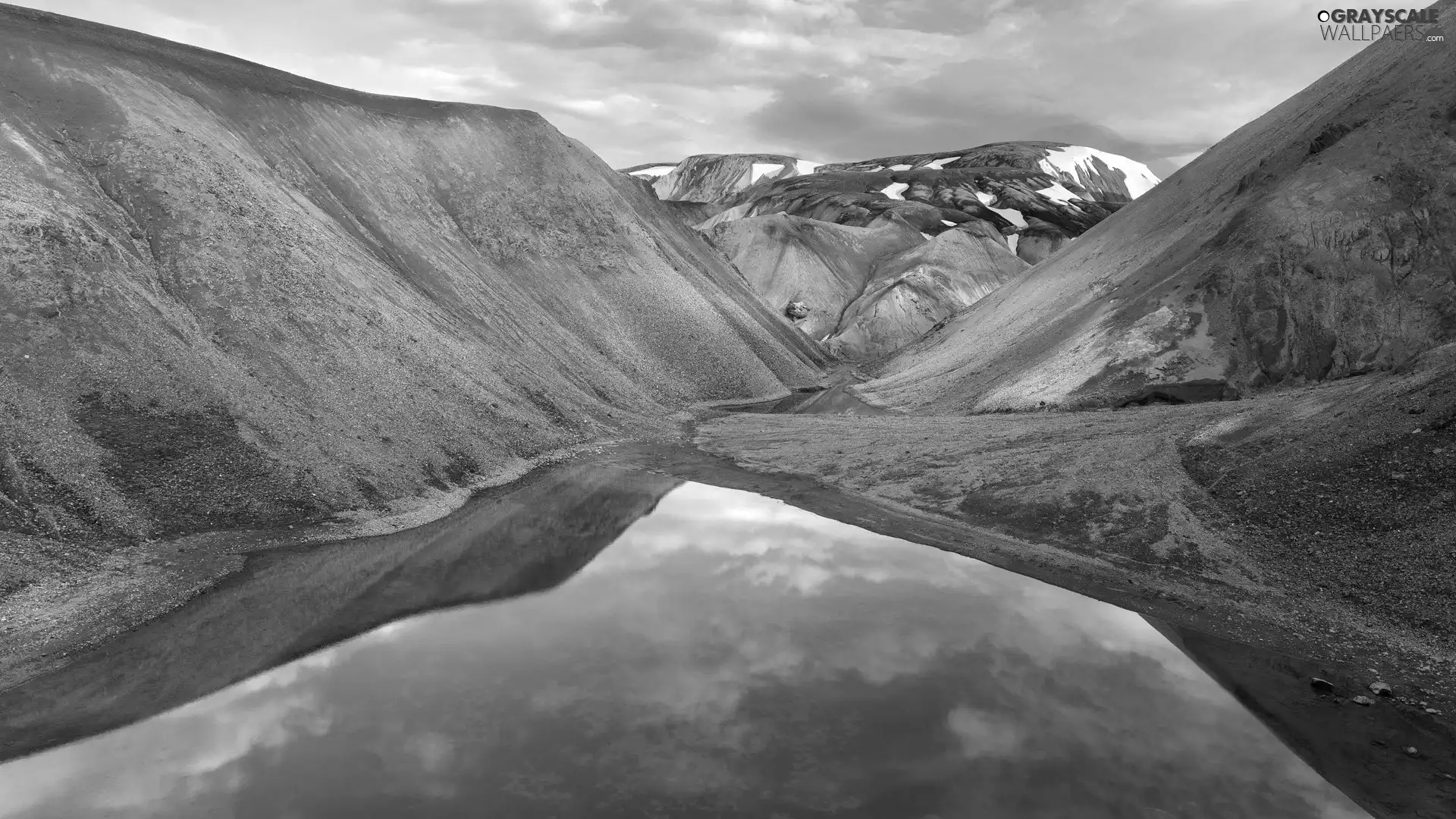 Mountains, Sky, clouds, lake