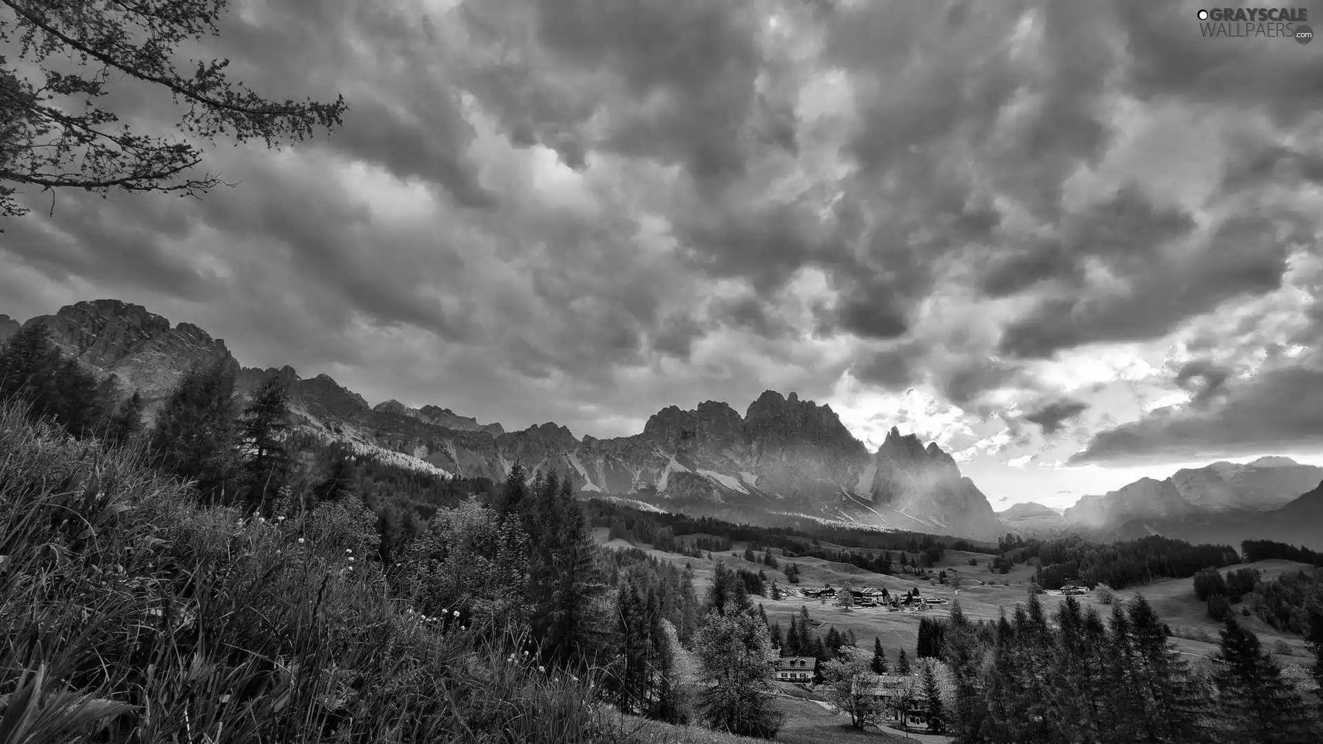 Mountains, viewes, clouds, trees