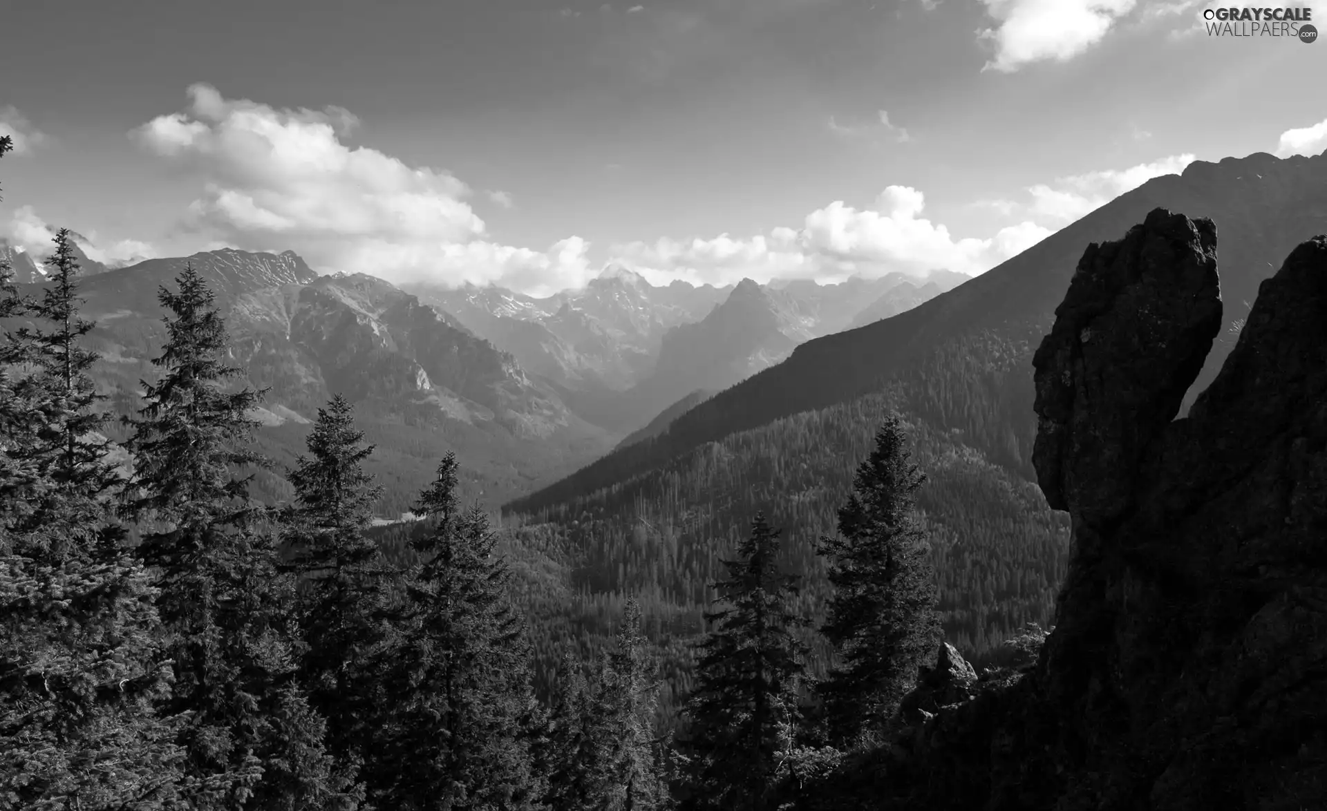 Mountains, viewes, clouds, trees